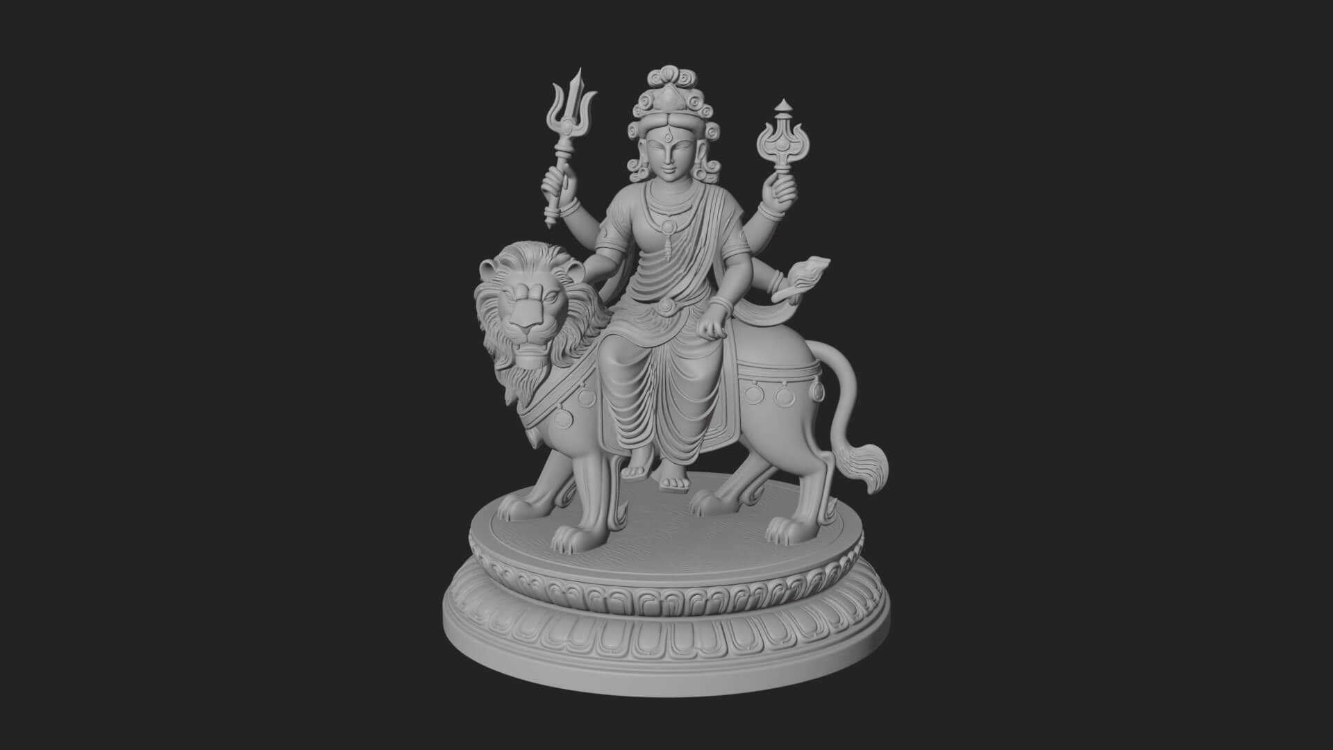 Durga on Lion Statue Design 9 3D Print Model 3D Model