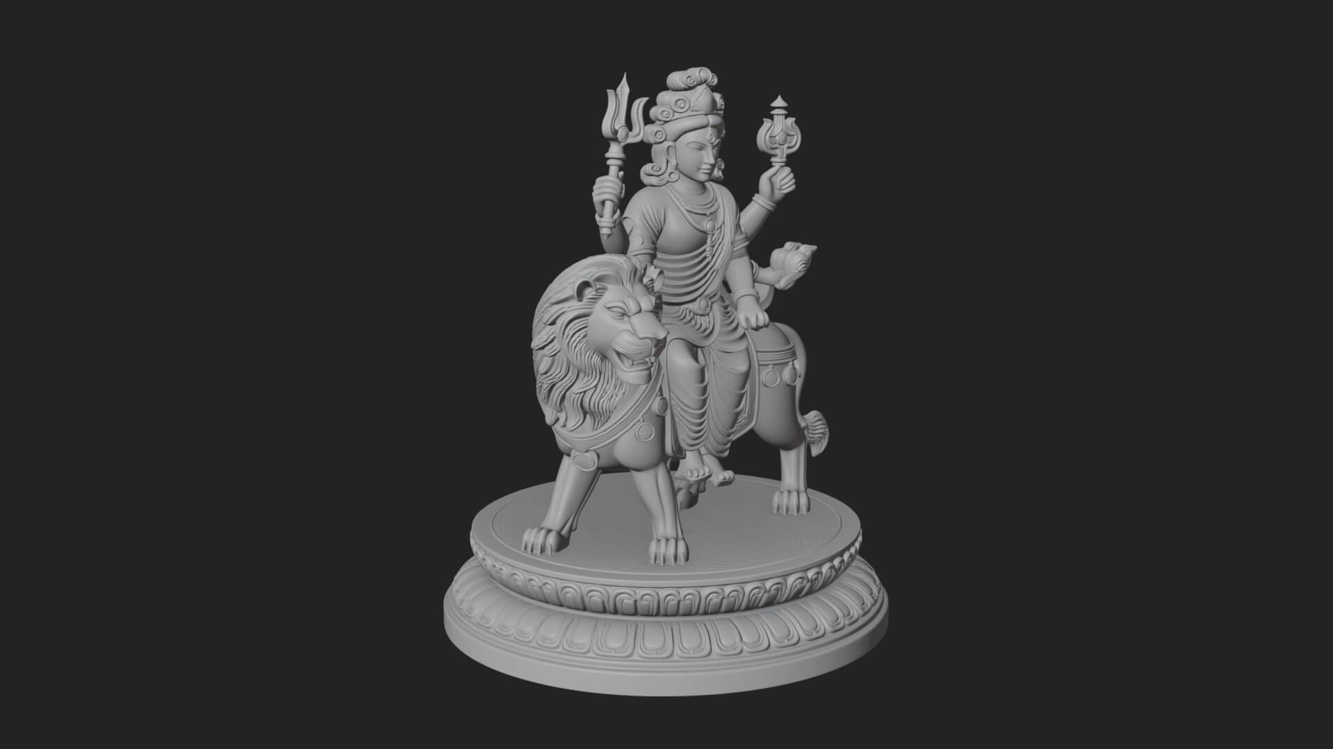 Durga on Lion Statue Design 9 3D Print Model 3D Model
