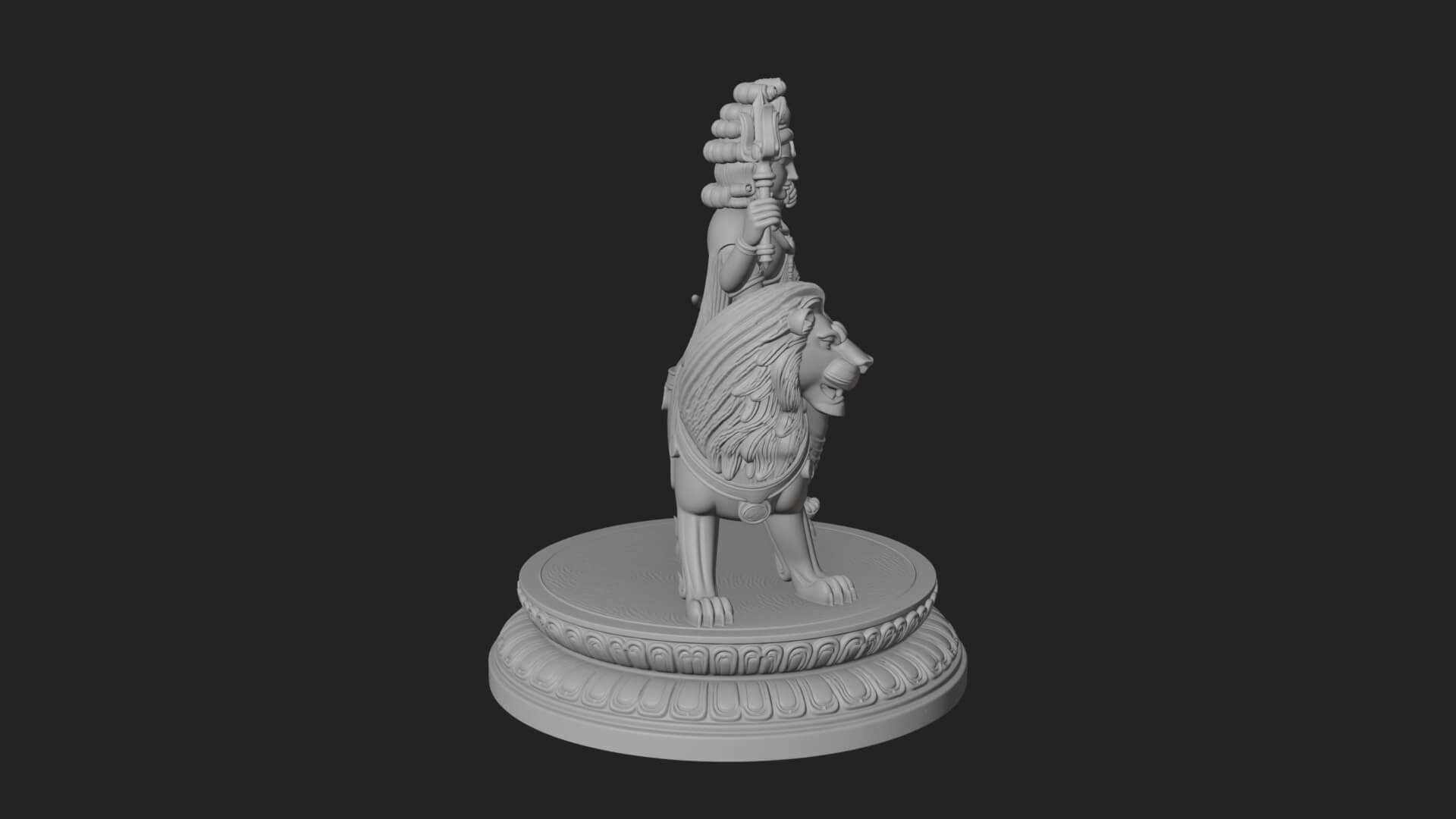 Durga on Lion Statue Design 9 3D Print Model 3D Model