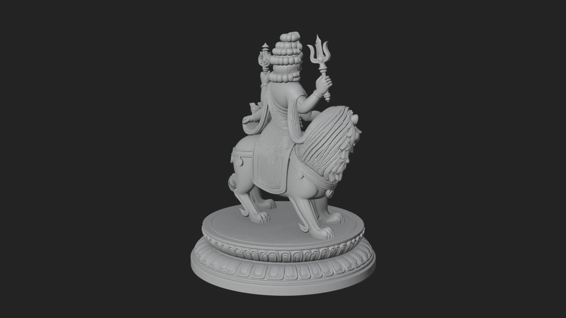 Durga on Lion Statue Design 9 3D Print Model 3D Model