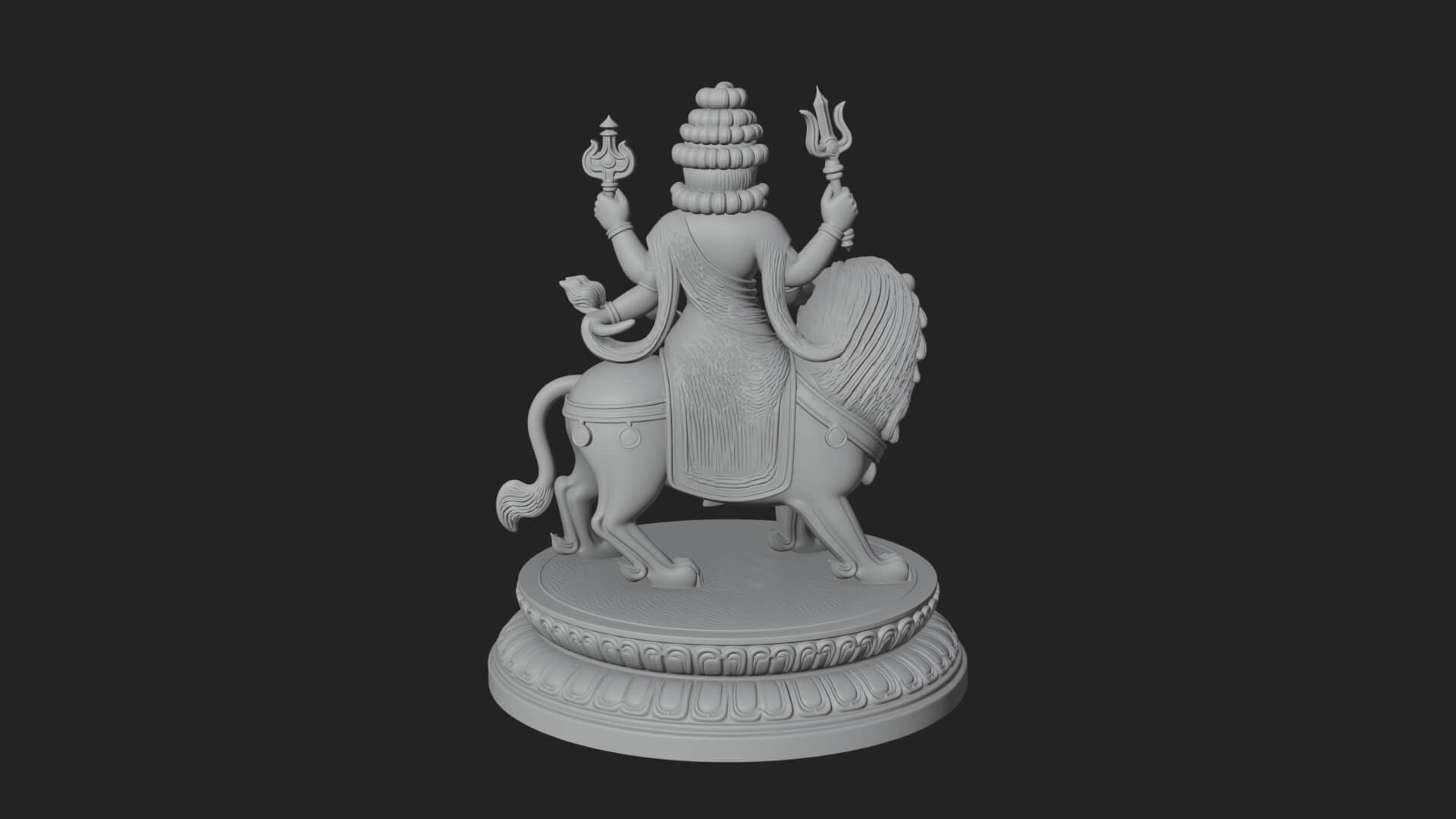 Durga on Lion Statue Design 9 3D Print Model 3D Model