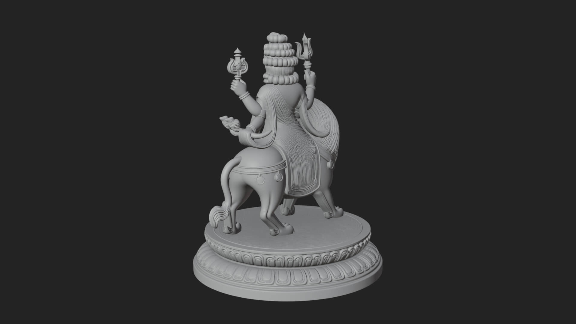 Durga on Lion Statue Design 9 3D Print Model 3D Model