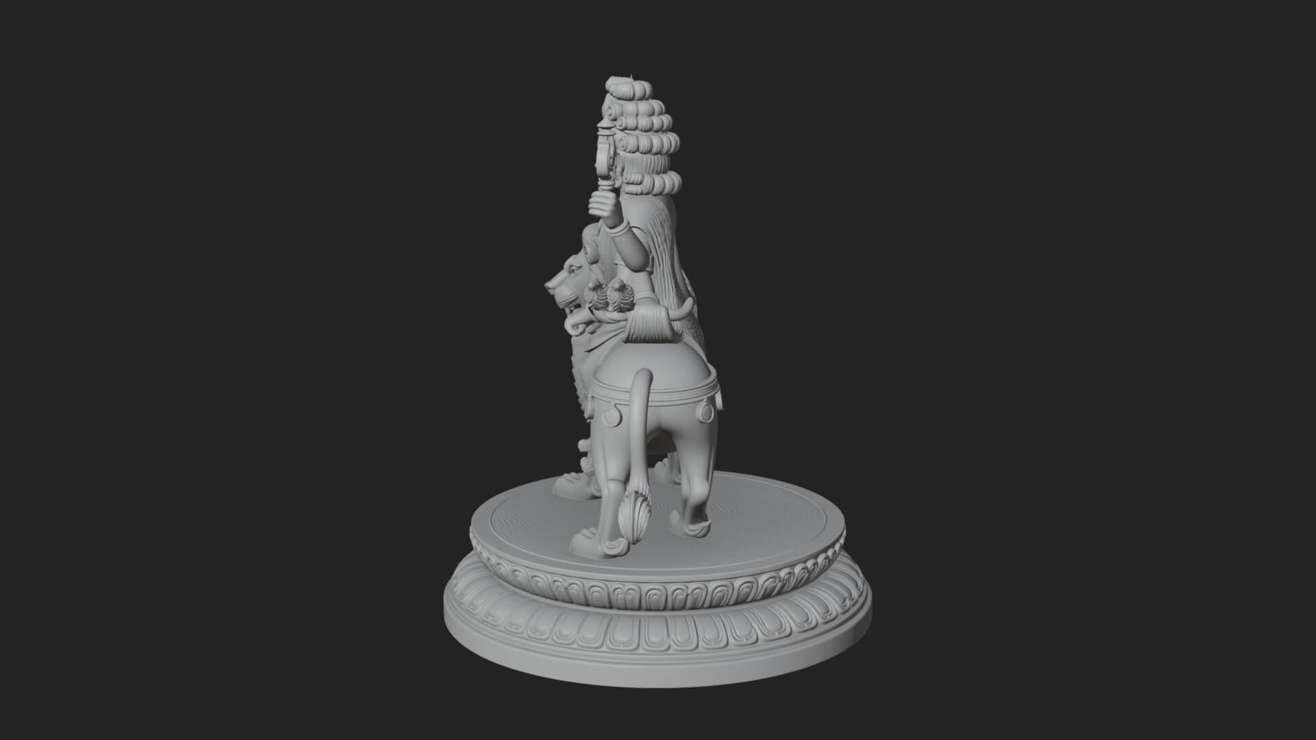 Durga on Lion Statue Design 9 3D Print Model 3D Model