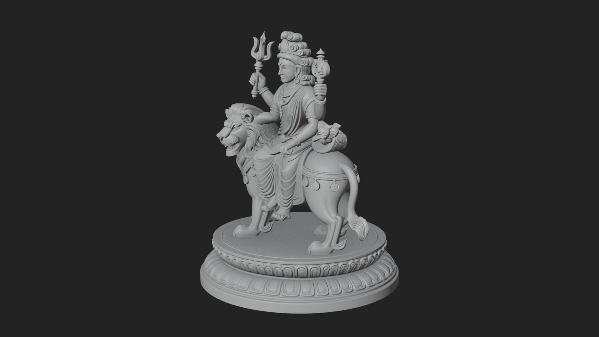 Durga on Lion Statue Design 9 3D Print Model 3D Model