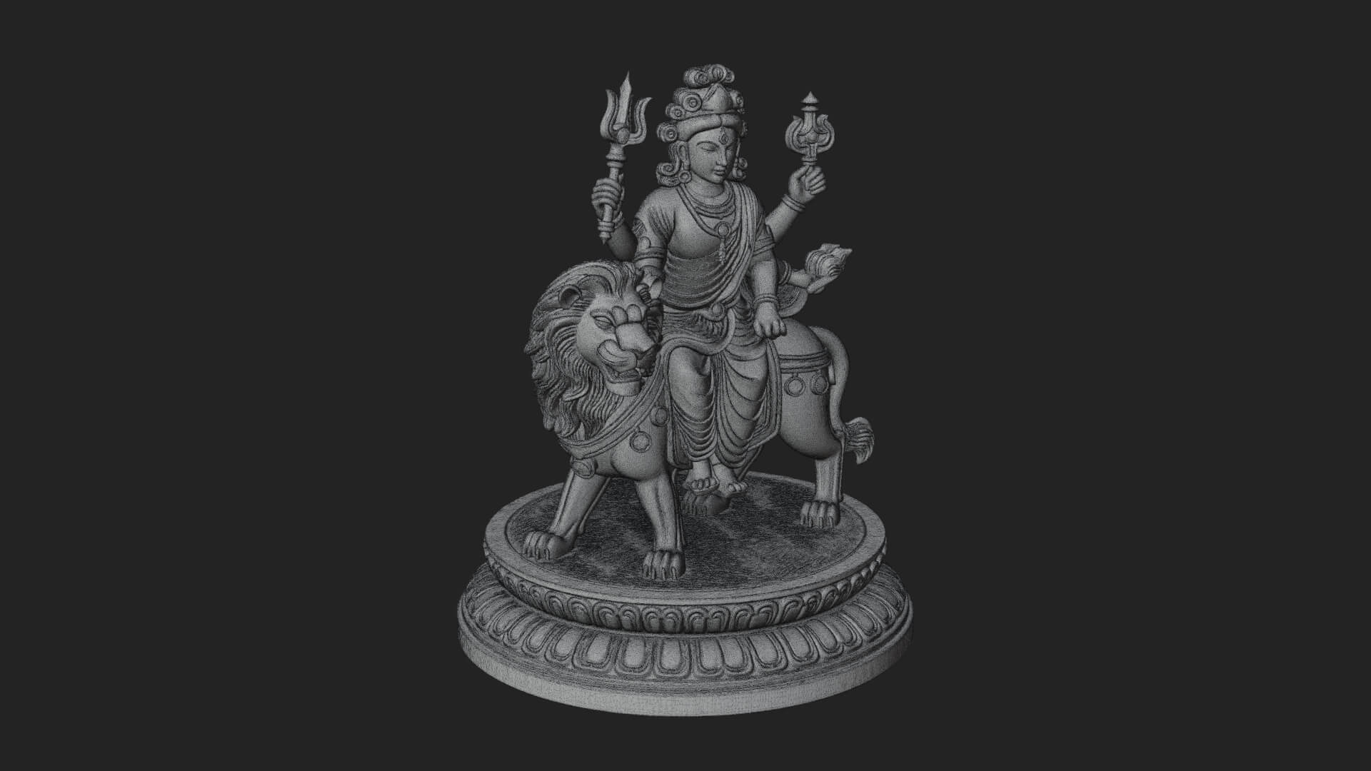 Durga on Lion Statue Design 9 3D Print Model 3D Model
