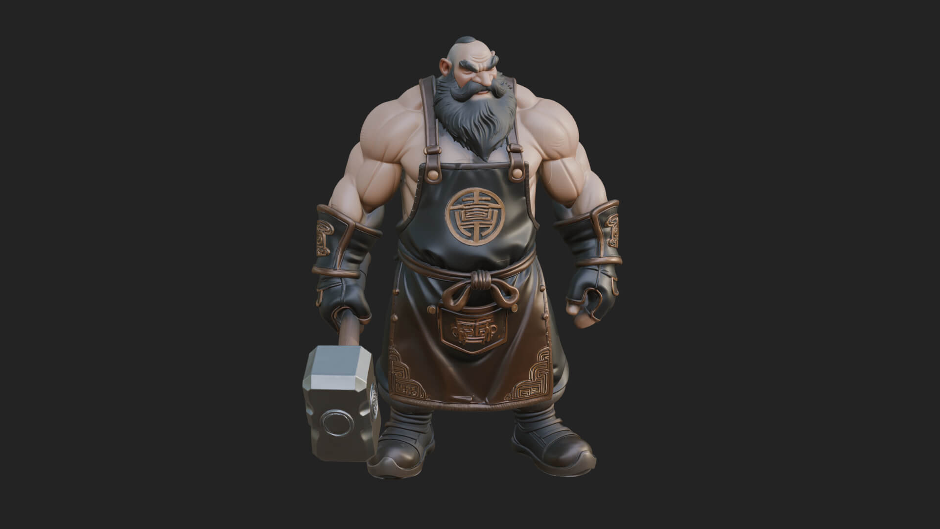 Dwarf Blacksmith Statue Design 1 3D Print Model 3D Model