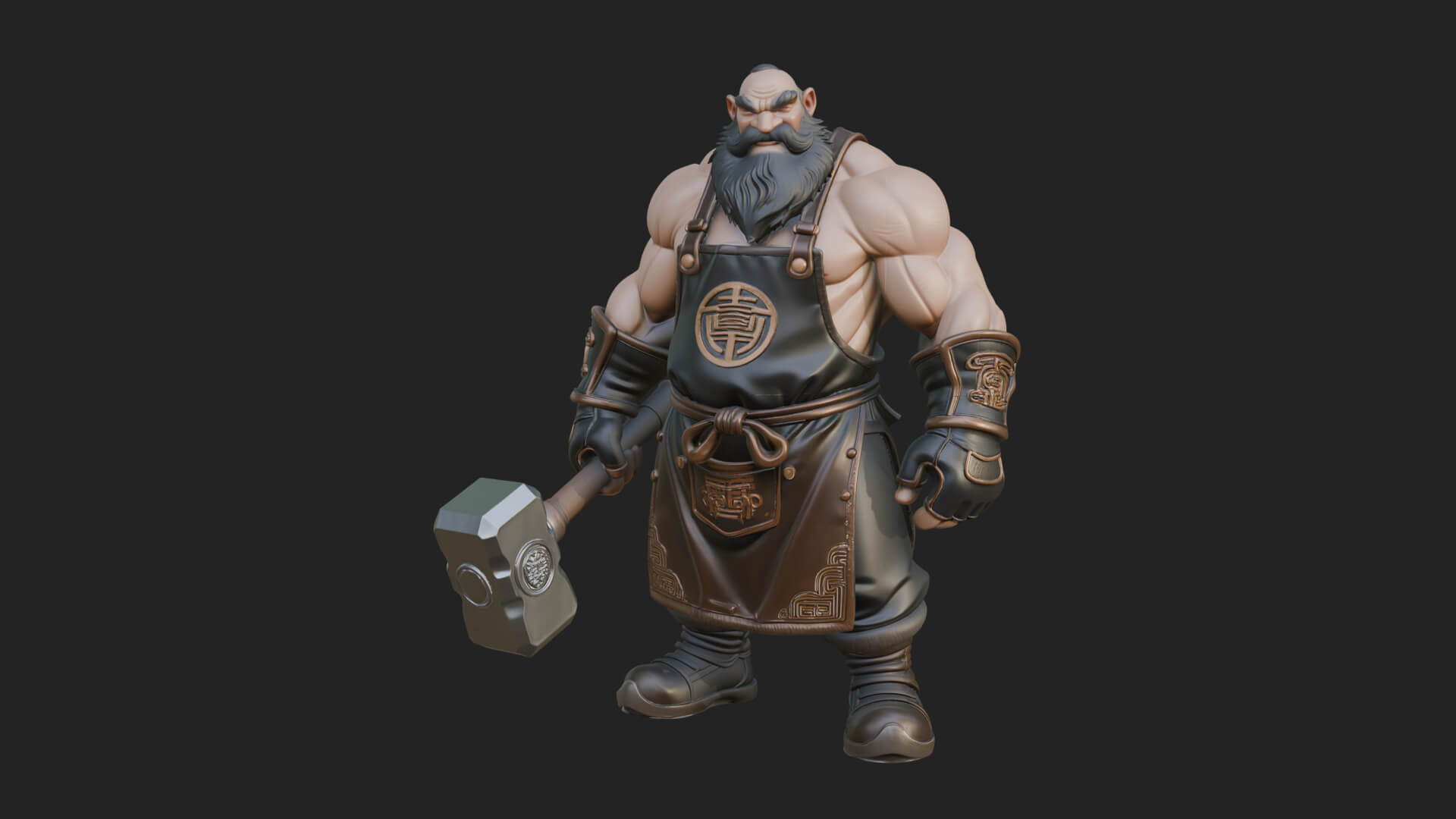 Dwarf Blacksmith Statue Design 1 3D Print Model 3D Model