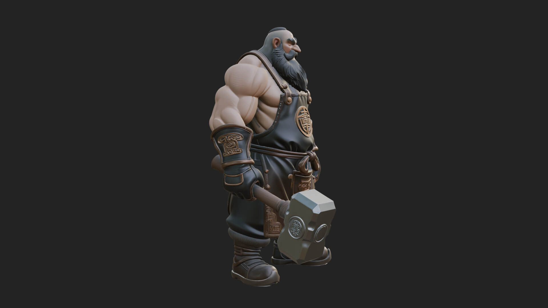 Dwarf Blacksmith Statue Design 1 3D Print Model 3D Model