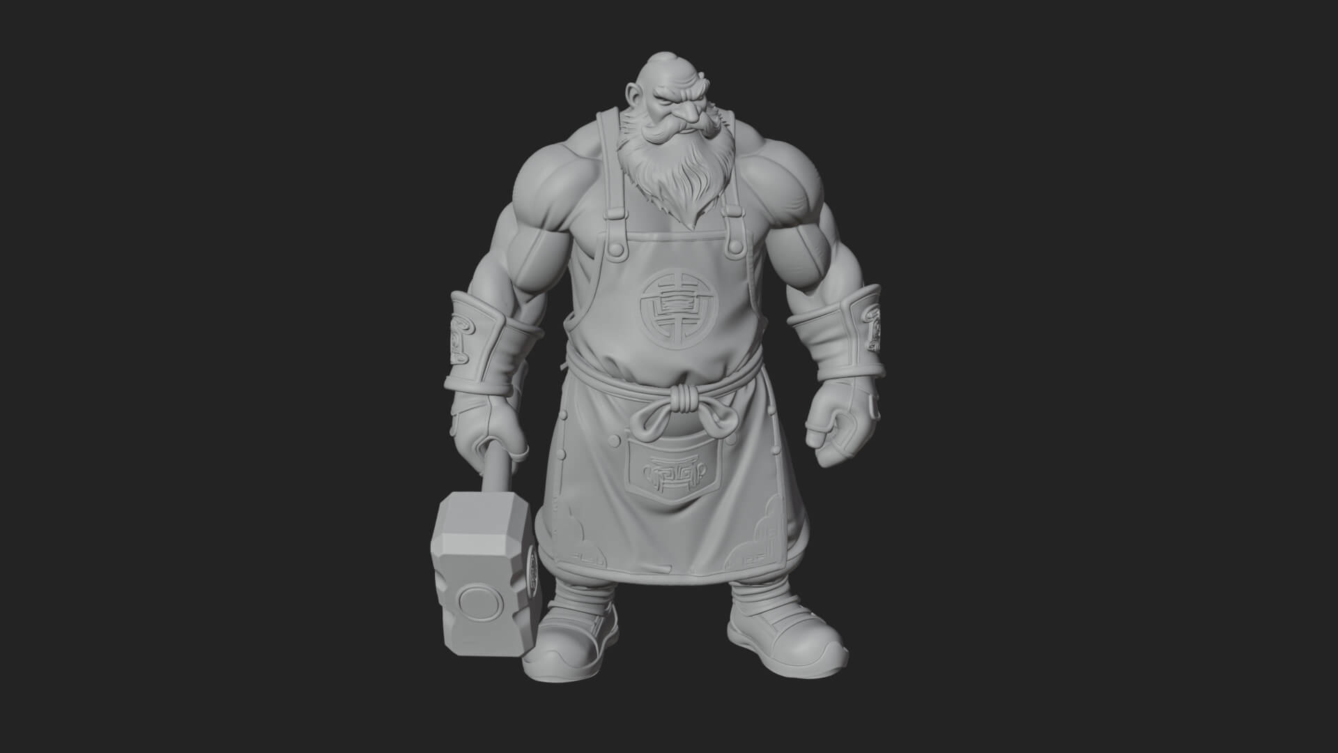 Dwarf Blacksmith Statue Design 1 3D Print Model 3D Model