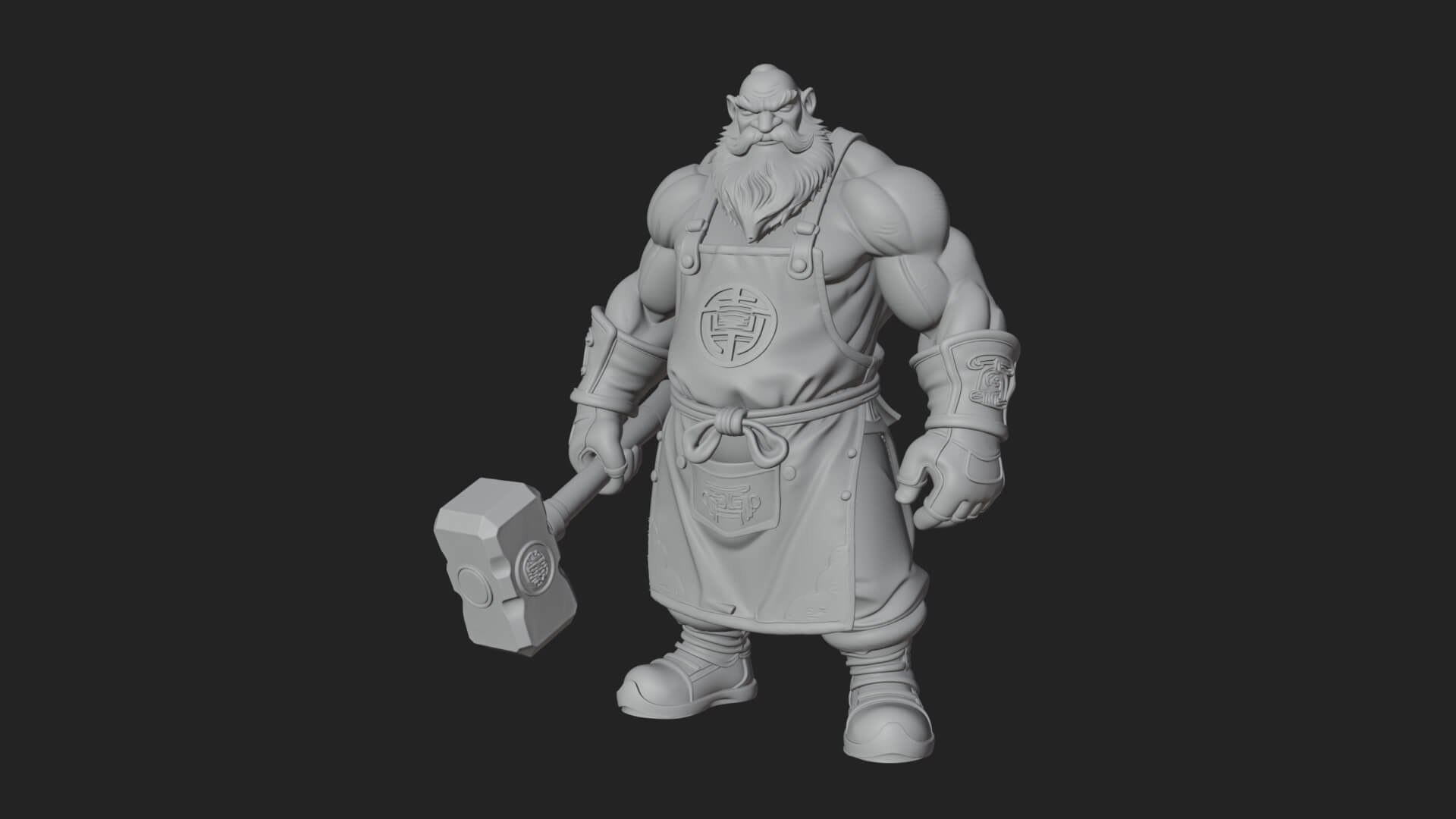 Dwarf Blacksmith Statue Design 1 3D Print Model 3D Model
