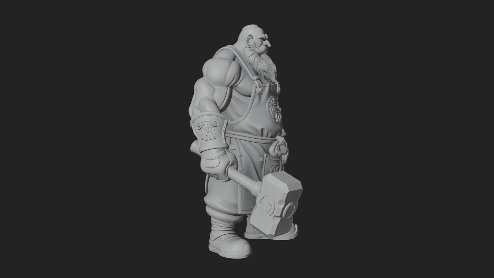 Dwarf Blacksmith Statue Design 1 3D Print Model 3D Model