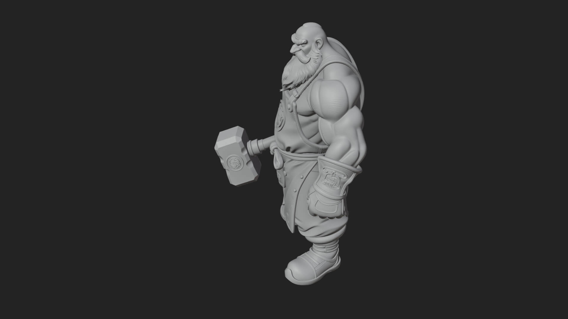 Dwarf Blacksmith Statue Design 1 3D Print Model 3D Model