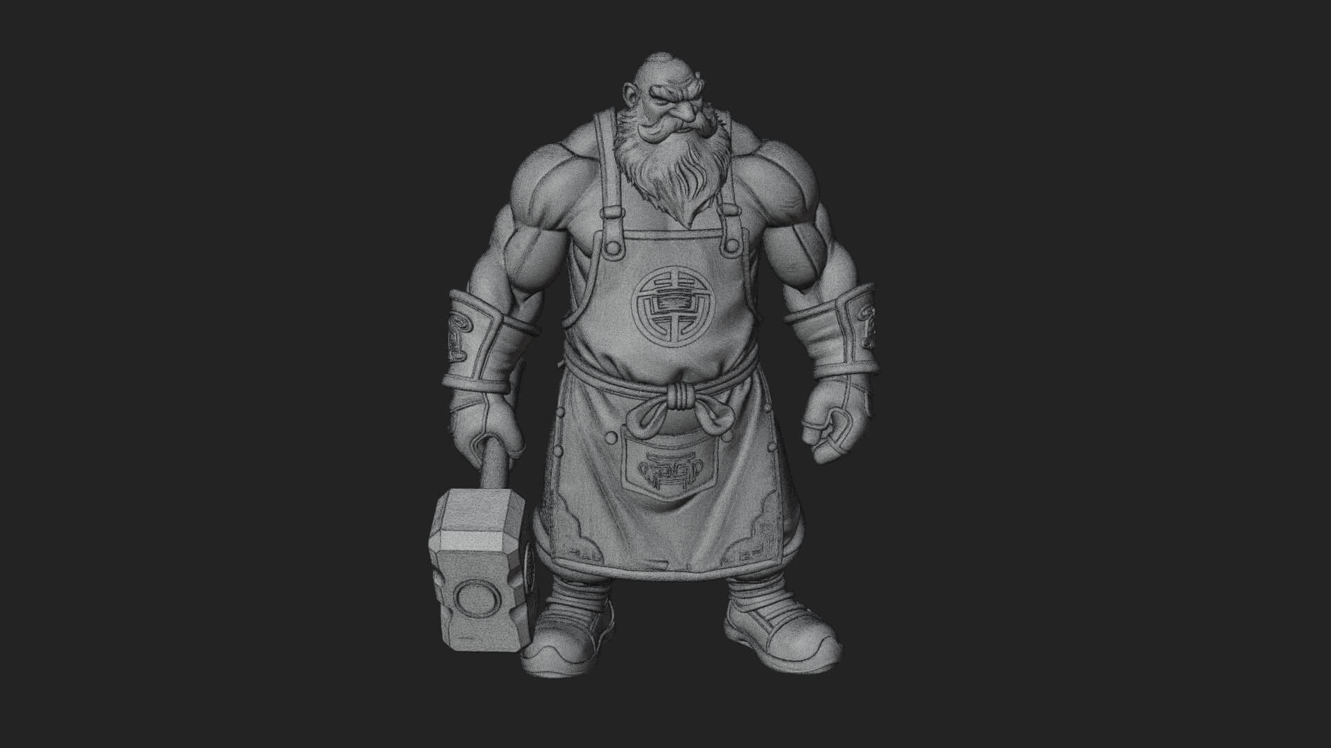 Dwarf Blacksmith Statue Design 1 3D Print Model 3D Model