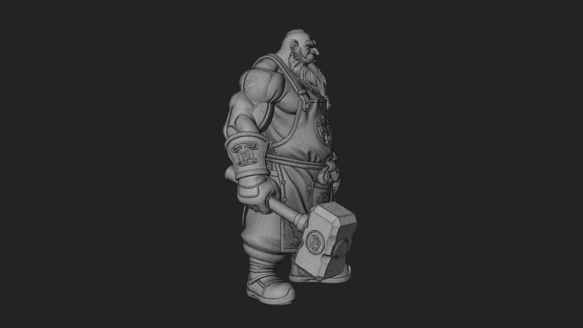 Dwarf Blacksmith Statue Design 1 3D Print Model 3D Model