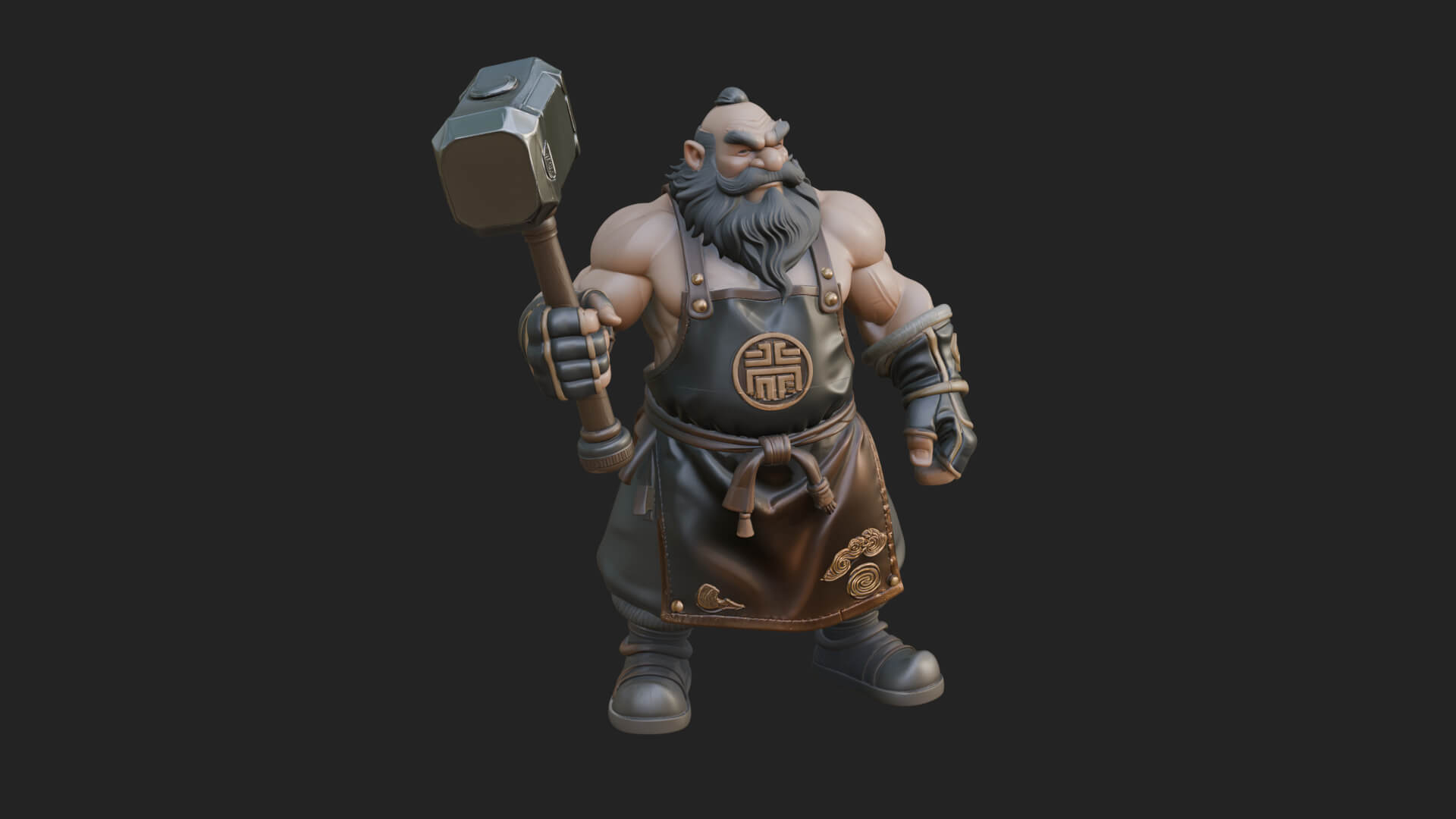 Dwarf Blacksmith Statue Design 2 3D Print Model 3D Model