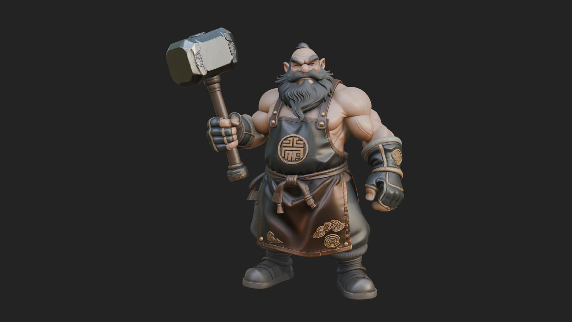 Dwarf Blacksmith Statue Design 2 3D Print Model 3D Model