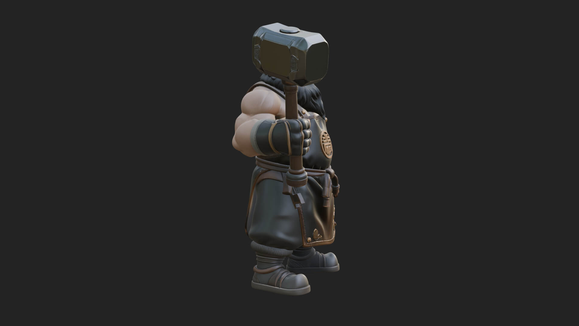 Dwarf Blacksmith Statue Design 2 3D Print Model 3D Model