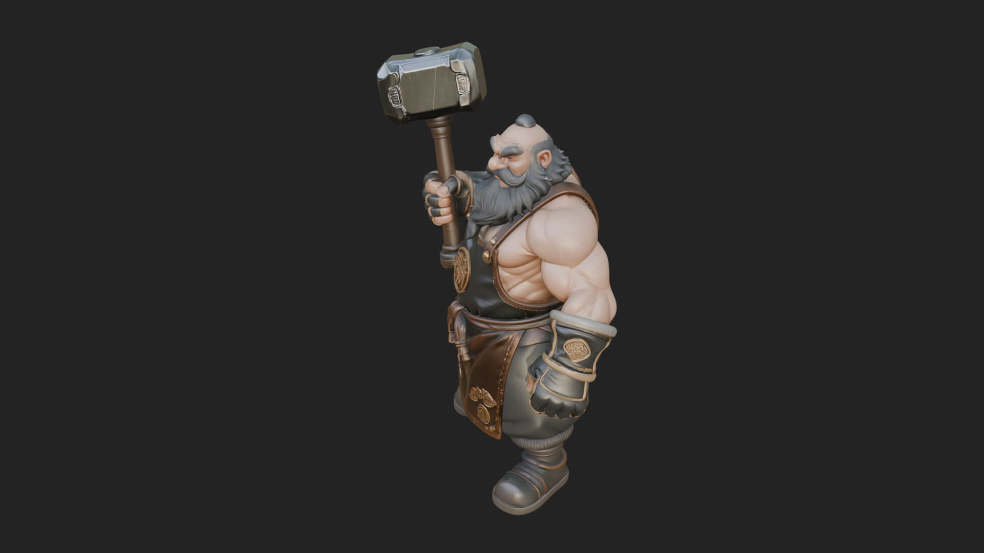 Dwarf Blacksmith Statue Design 2 3D Print Model 3D Model
