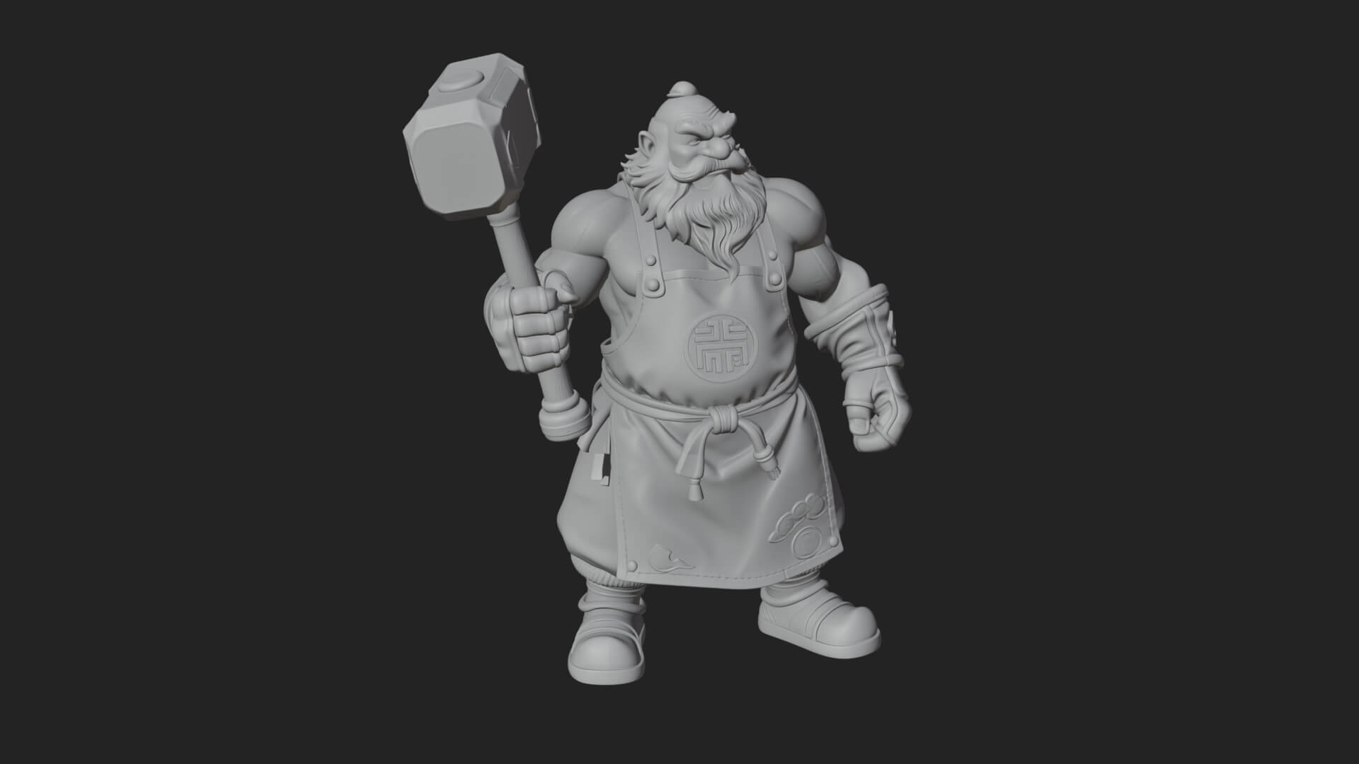 Dwarf Blacksmith Statue Design 2 3D Print Model 3D Model