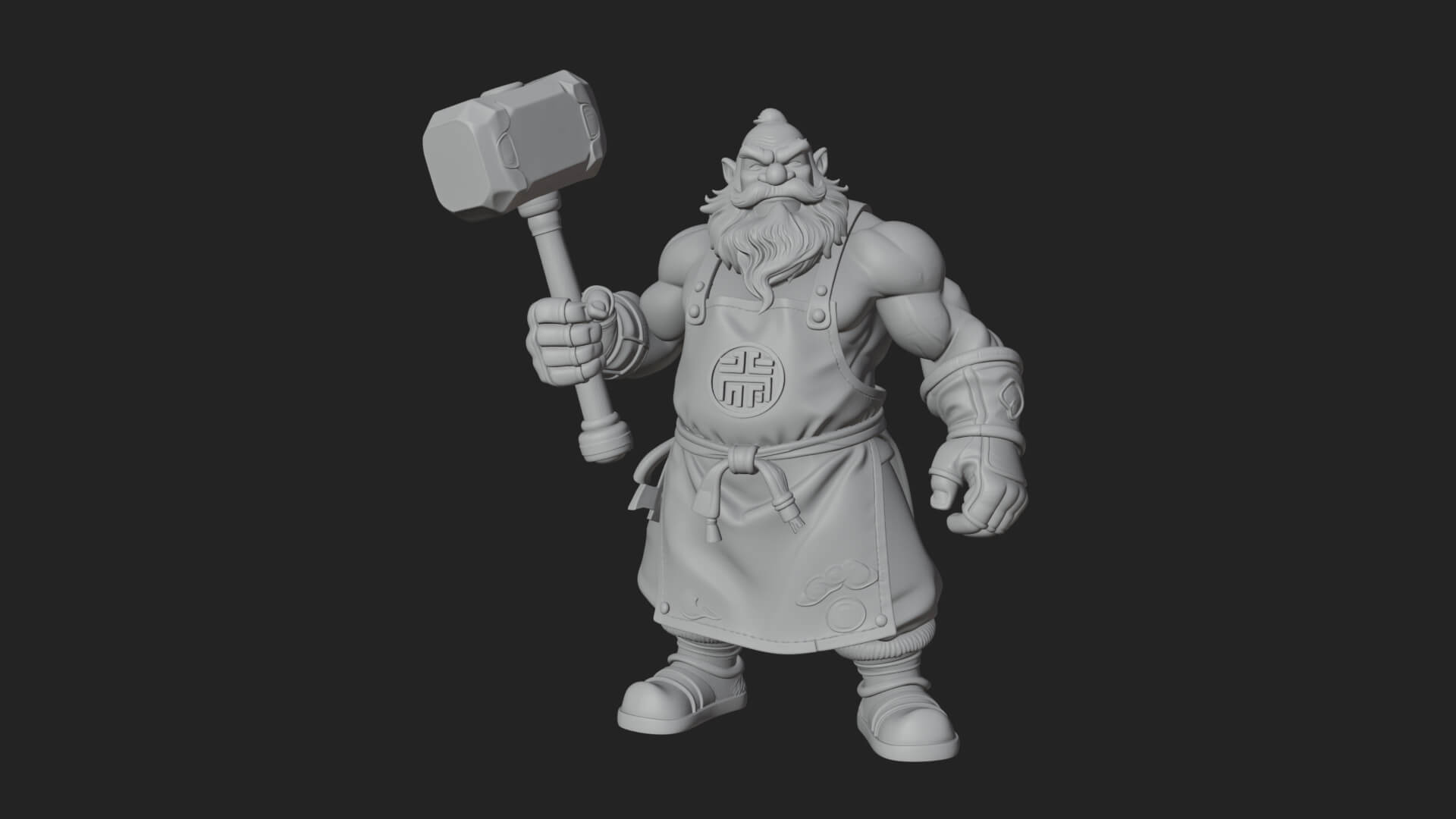 Dwarf Blacksmith Statue Design 2 3D Print Model 3D Model