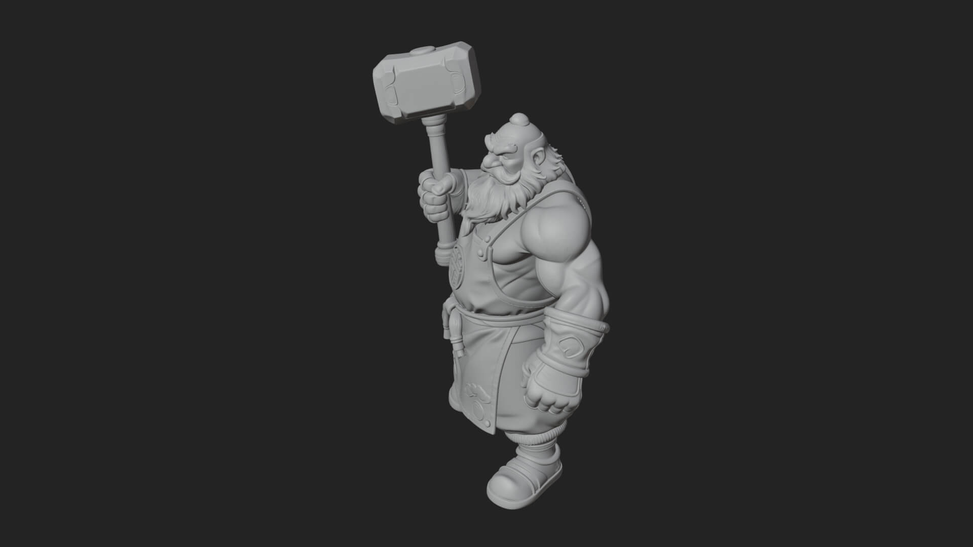 Dwarf Blacksmith Statue Design 2 3D Print Model 3D Model