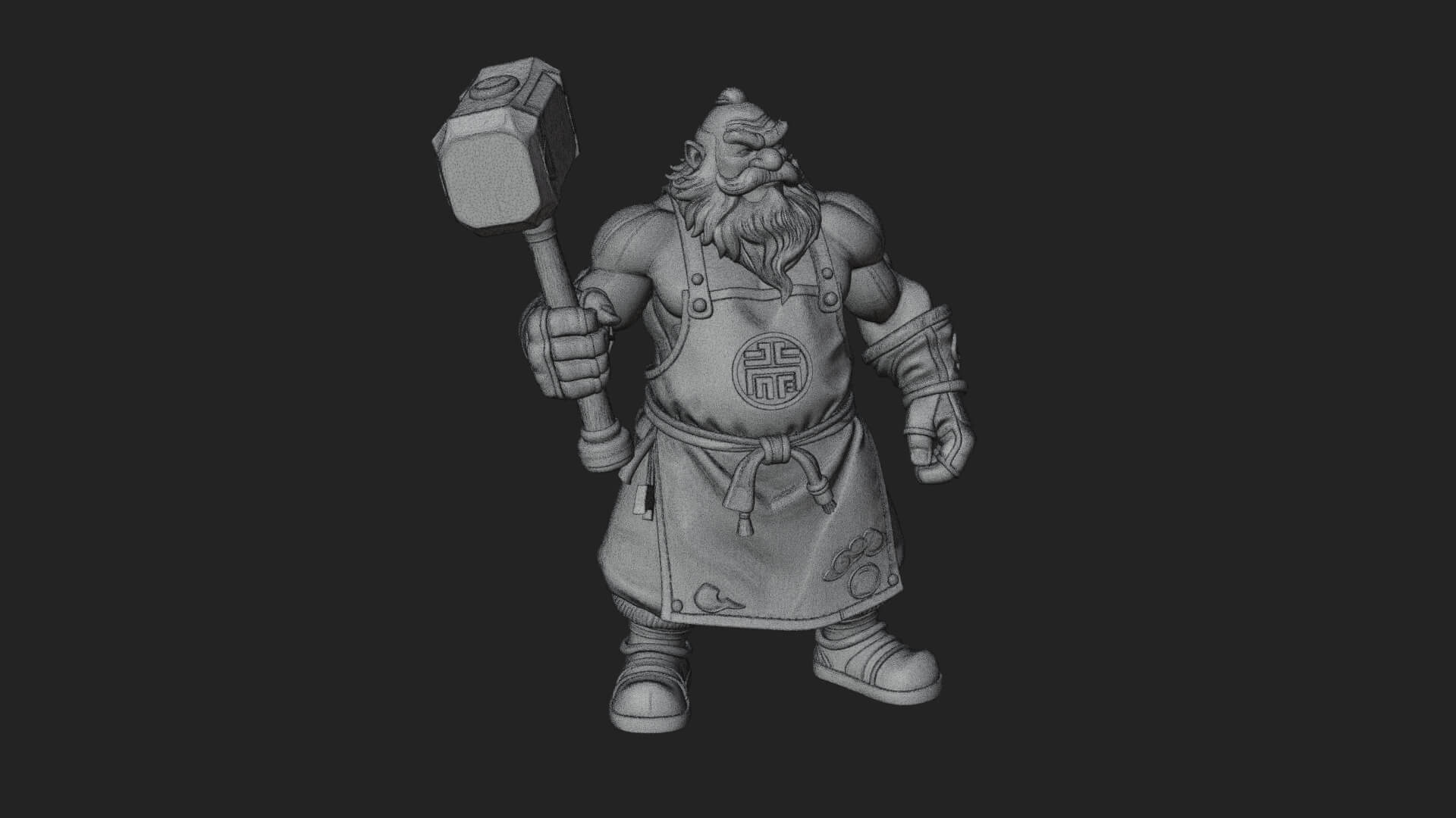 Dwarf Blacksmith Statue Design 2 3D Print Model 3D Model
