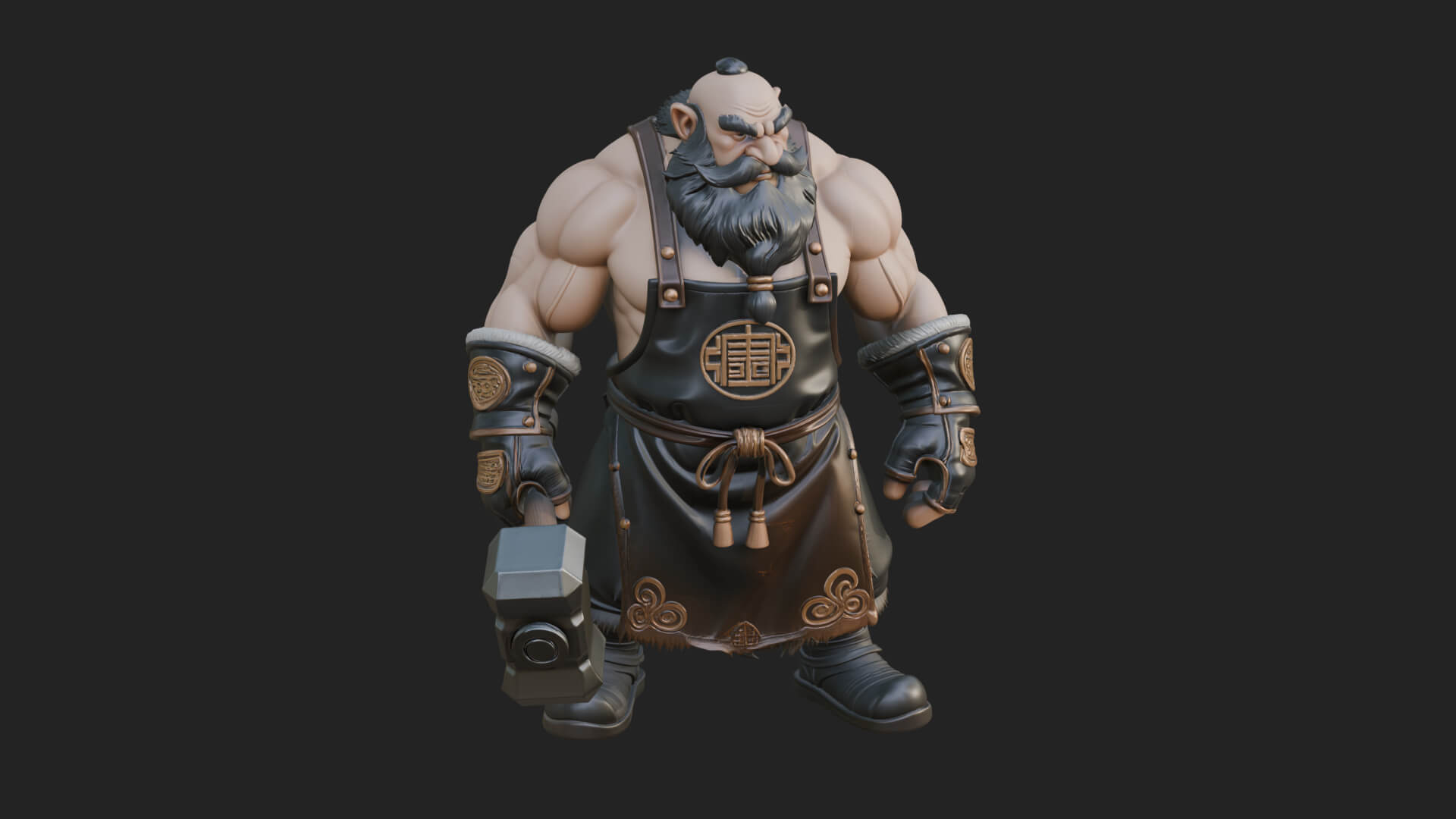 Dwarf Blacksmith Statue Design 3 3D Print Model 3D Model