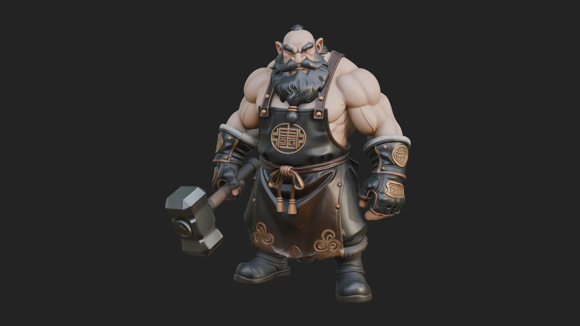 Dwarf Blacksmith Statue Design 3 3D Print Model 3D Model