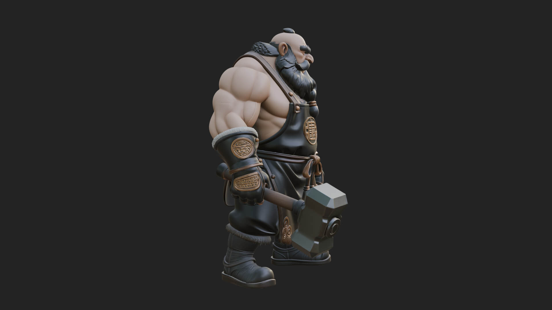 Dwarf Blacksmith Statue Design 3 3D Print Model 3D Model