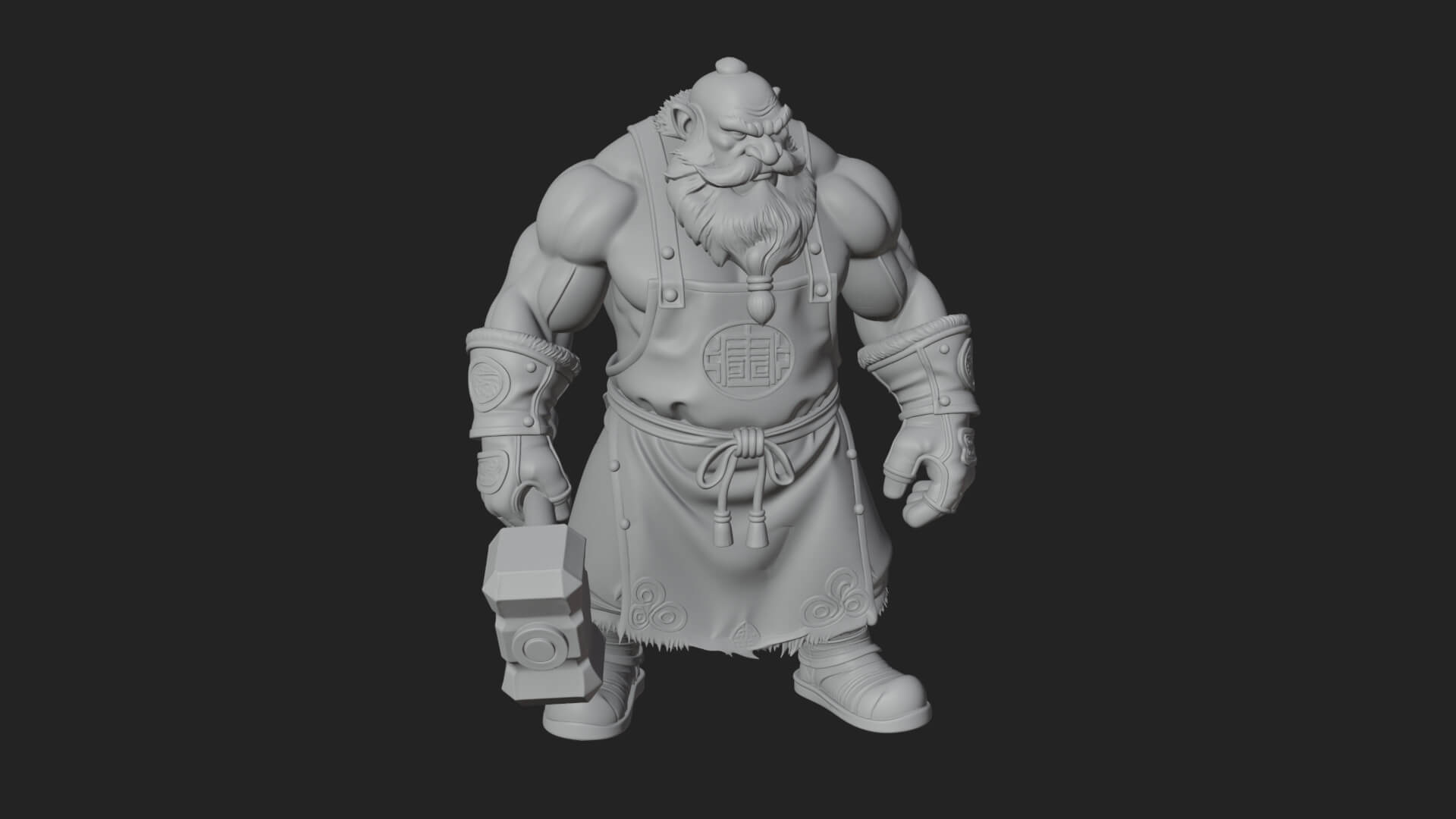 Dwarf Blacksmith Statue Design 3 3D Print Model 3D Model
