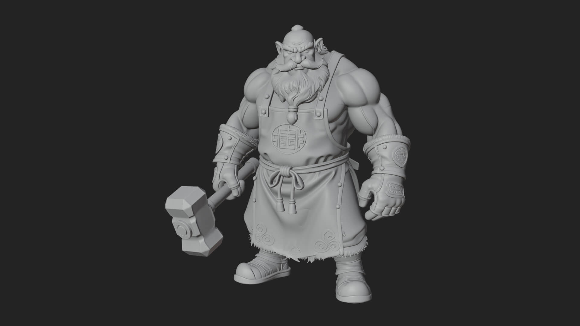Dwarf Blacksmith Statue Design 3 3D Print Model 3D Model