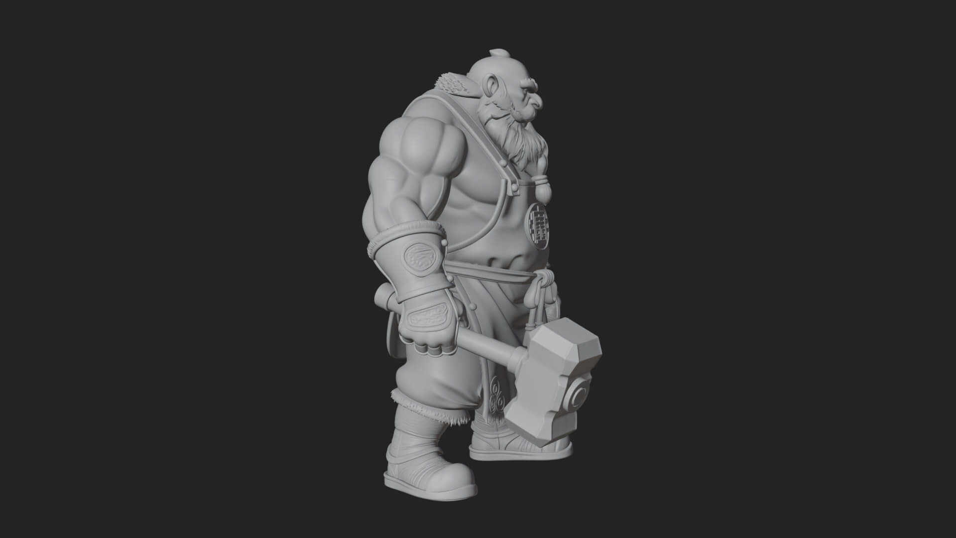 Dwarf Blacksmith Statue Design 3 3D Print Model 3D Model