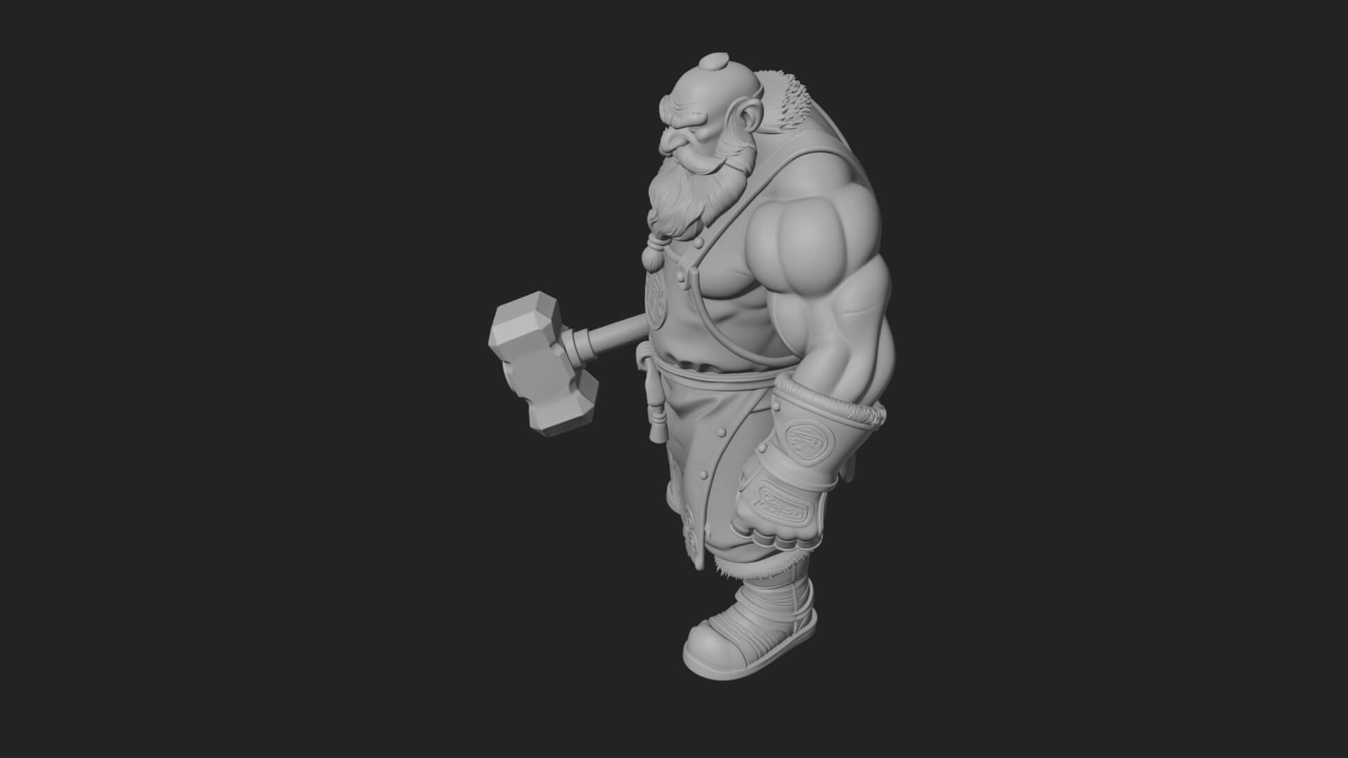 Dwarf Blacksmith Statue Design 3 3D Print Model 3D Model