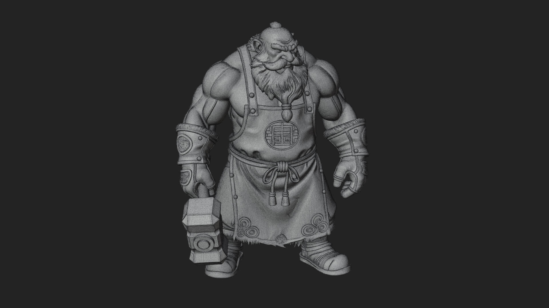Dwarf Blacksmith Statue Design 3 3D Print Model 3D Model