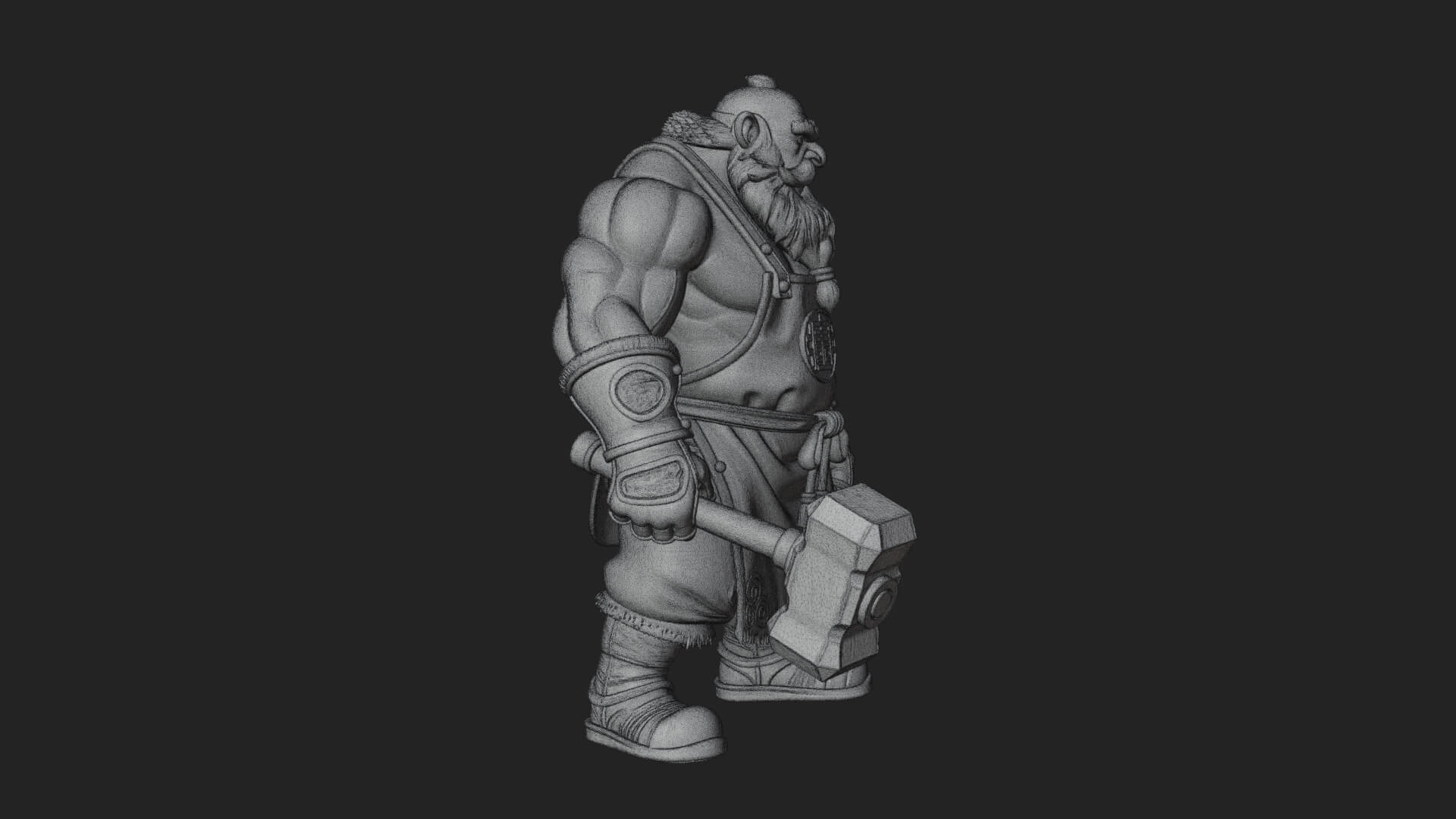 Dwarf Blacksmith Statue Design 3 3D Print Model 3D Model