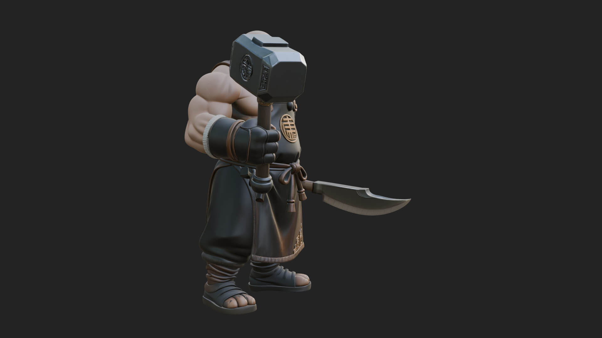 Dwarf Blacksmith Statue Design 4 3D Print Model 3D Model