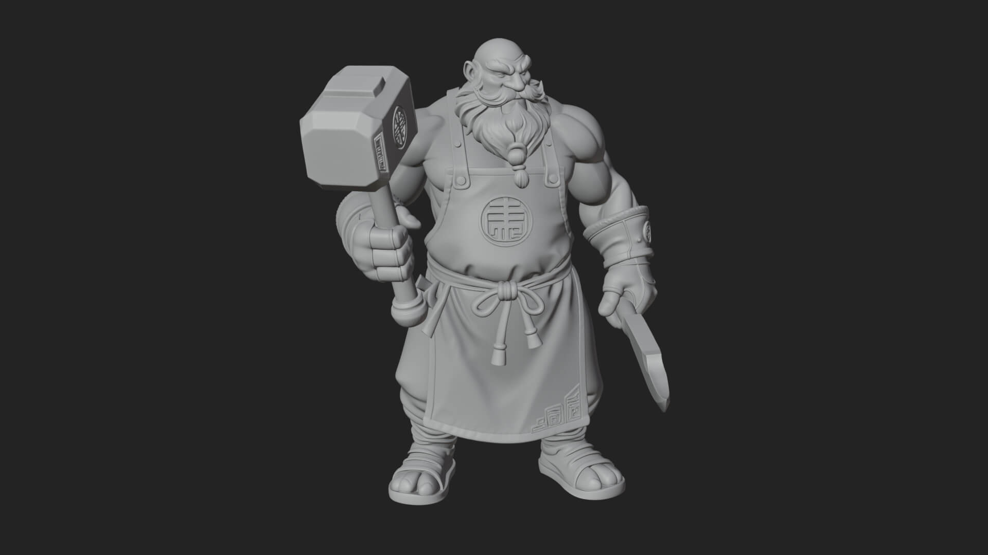 Dwarf Blacksmith Statue Design 4 3D Print Model 3D Model