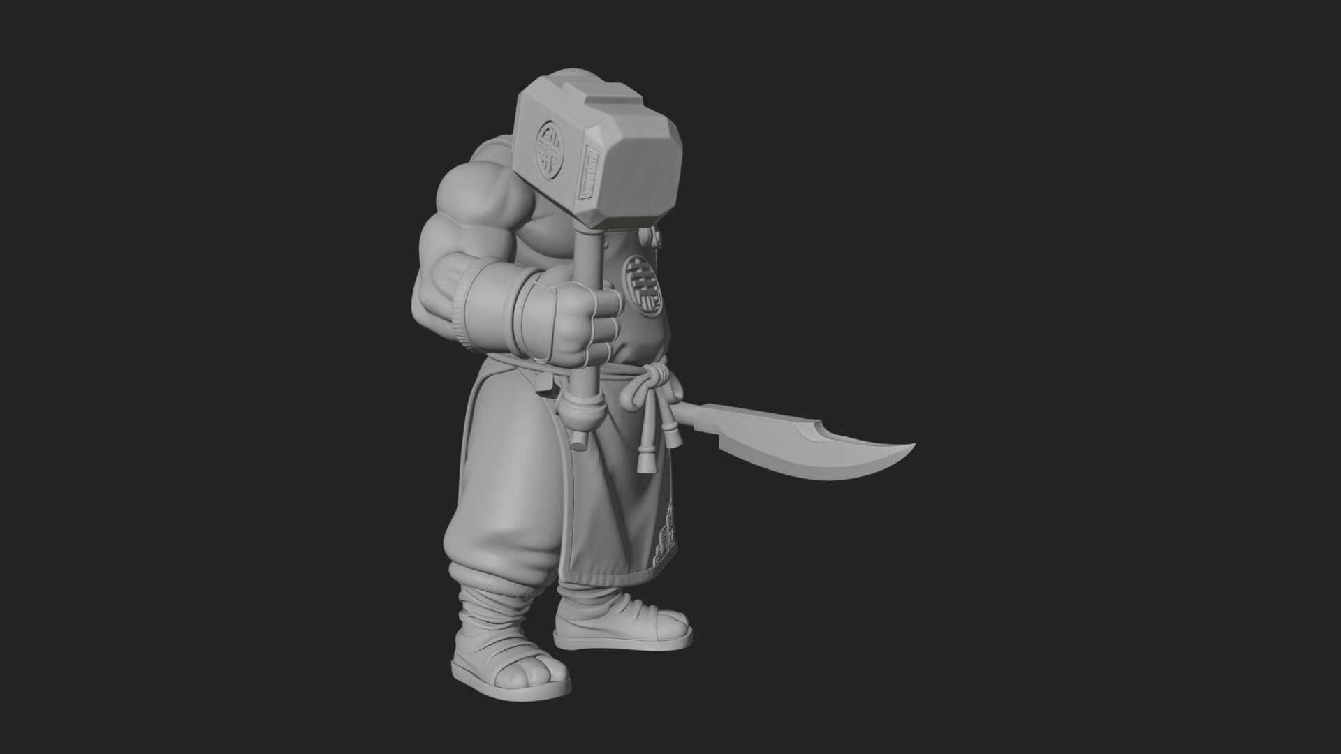 Dwarf Blacksmith Statue Design 4 3D Print Model 3D Model
