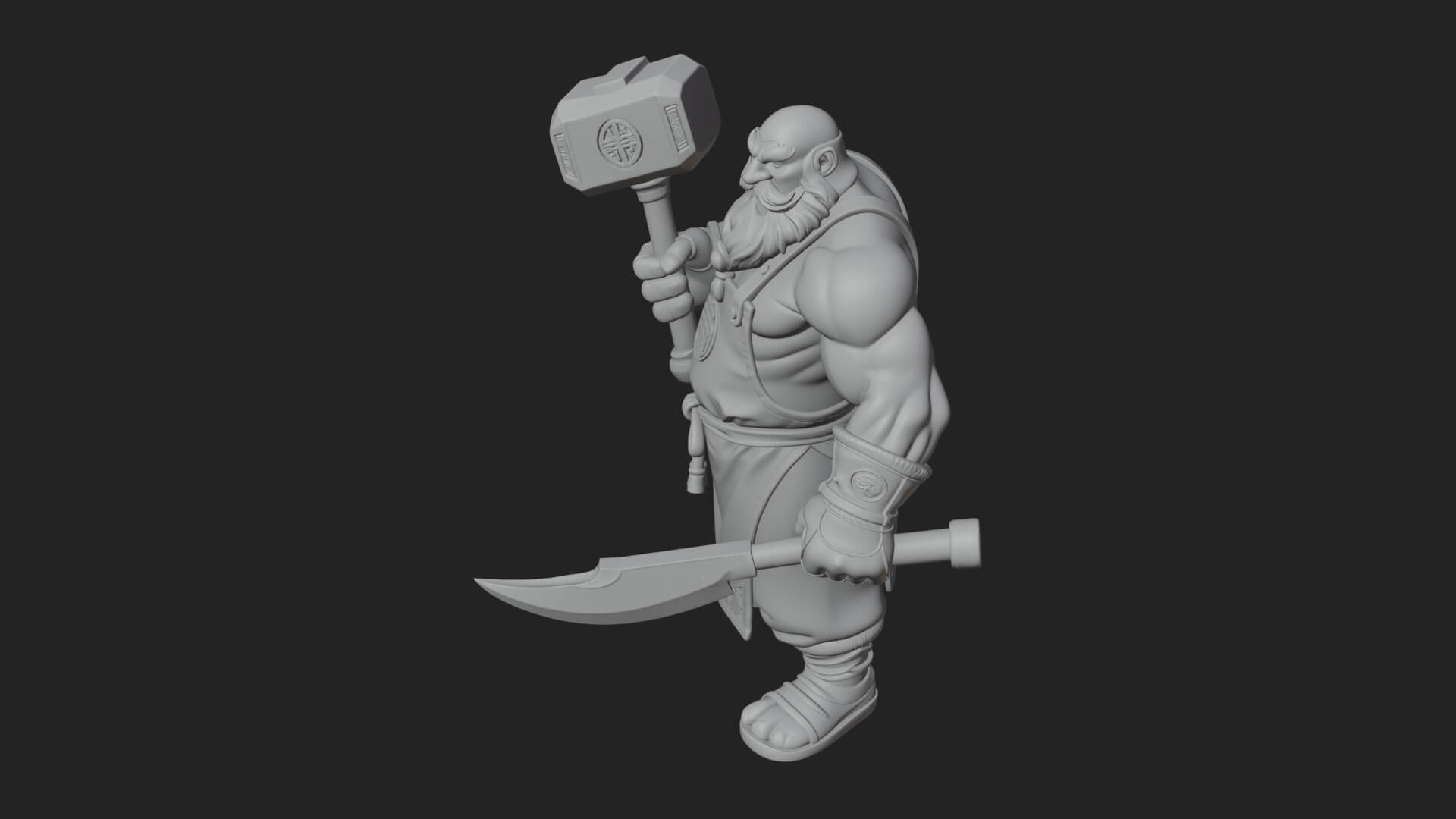 Dwarf Blacksmith Statue Design 4 3D Print Model 3D Model