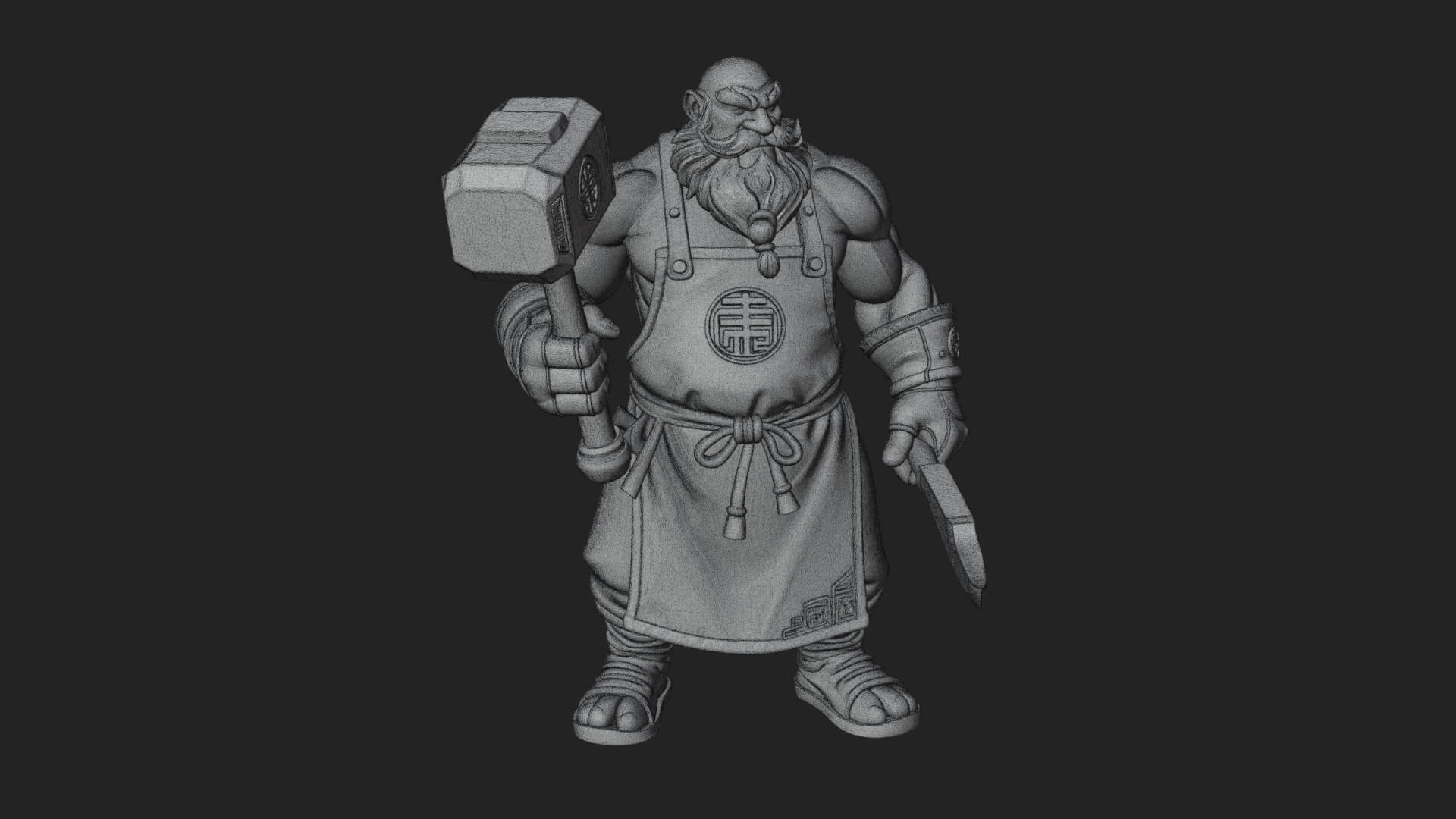 Dwarf Blacksmith Statue Design 4 3D Print Model 3D Model