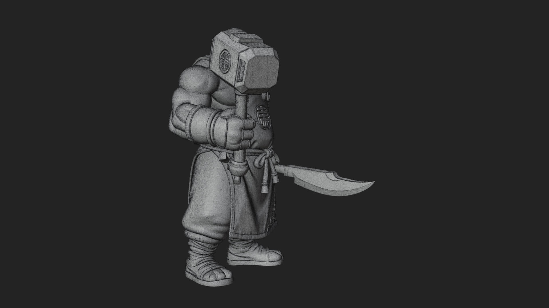 Dwarf Blacksmith Statue Design 4 3D Print Model 3D Model