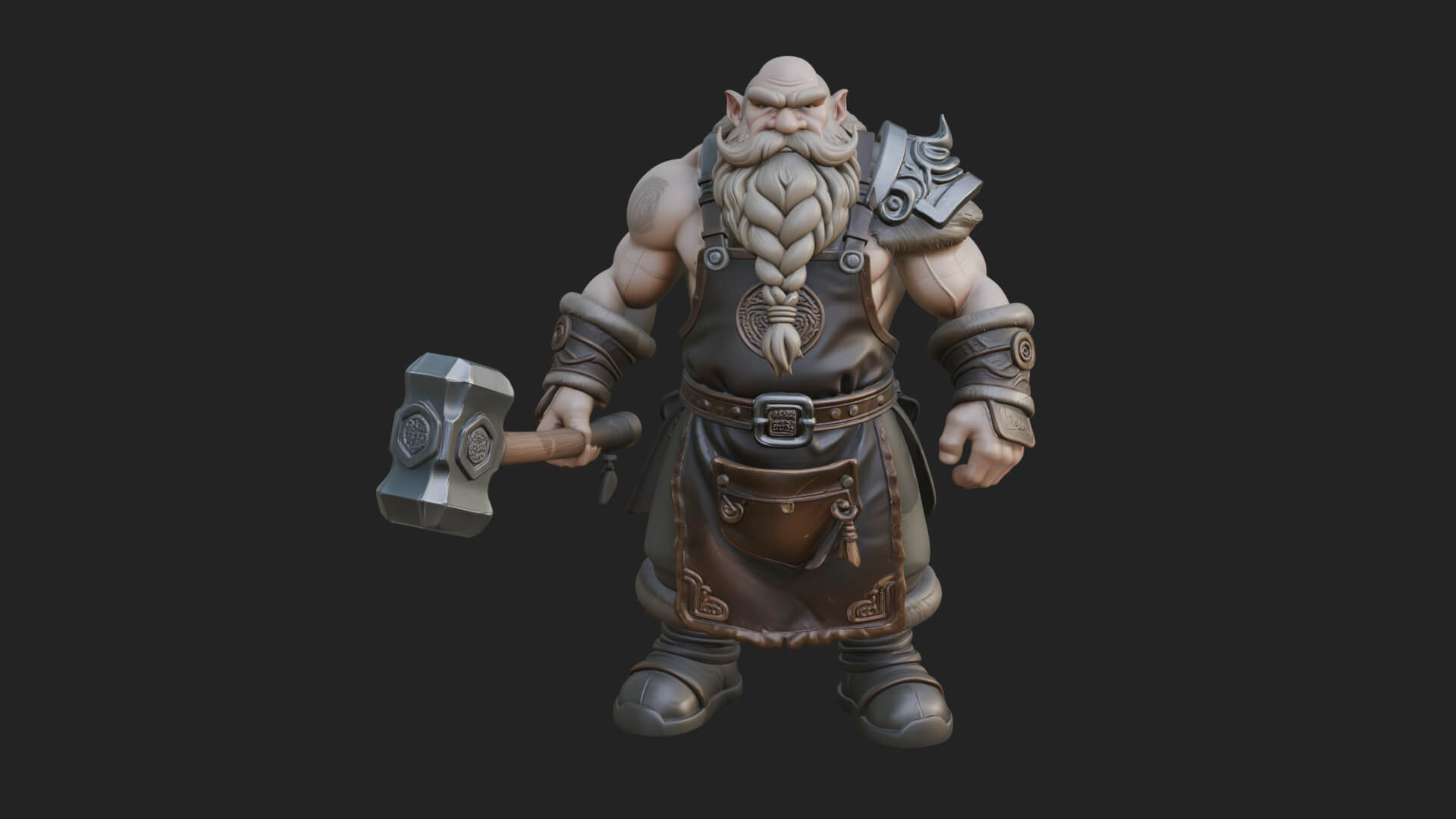 Dwarf Blacksmith Statue Design 5 3D Print Model 3D Model