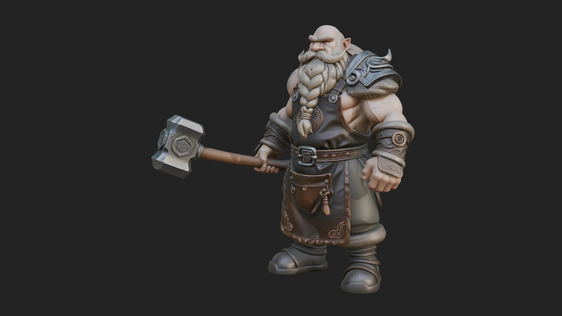 Dwarf Blacksmith Statue Design 5 3D Print Model 3D Model