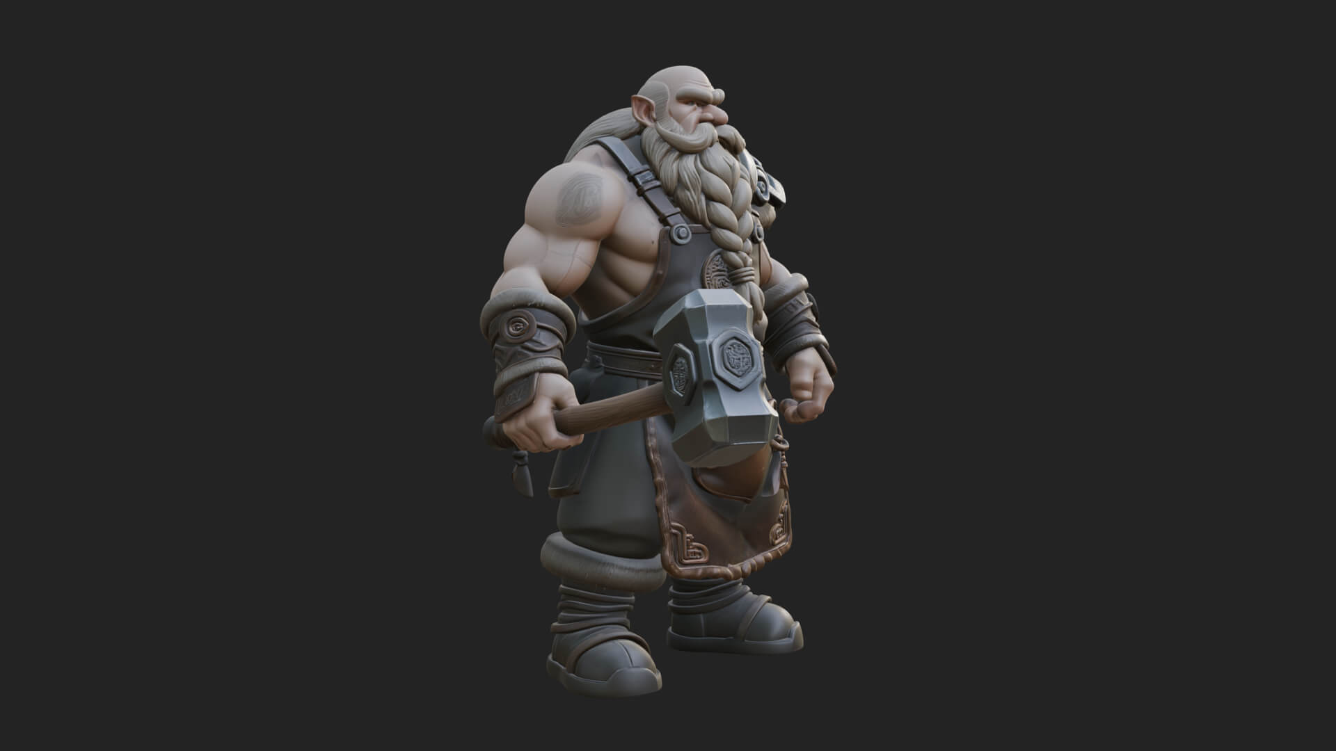 Dwarf Blacksmith Statue Design 5 3D Print Model 3D Model