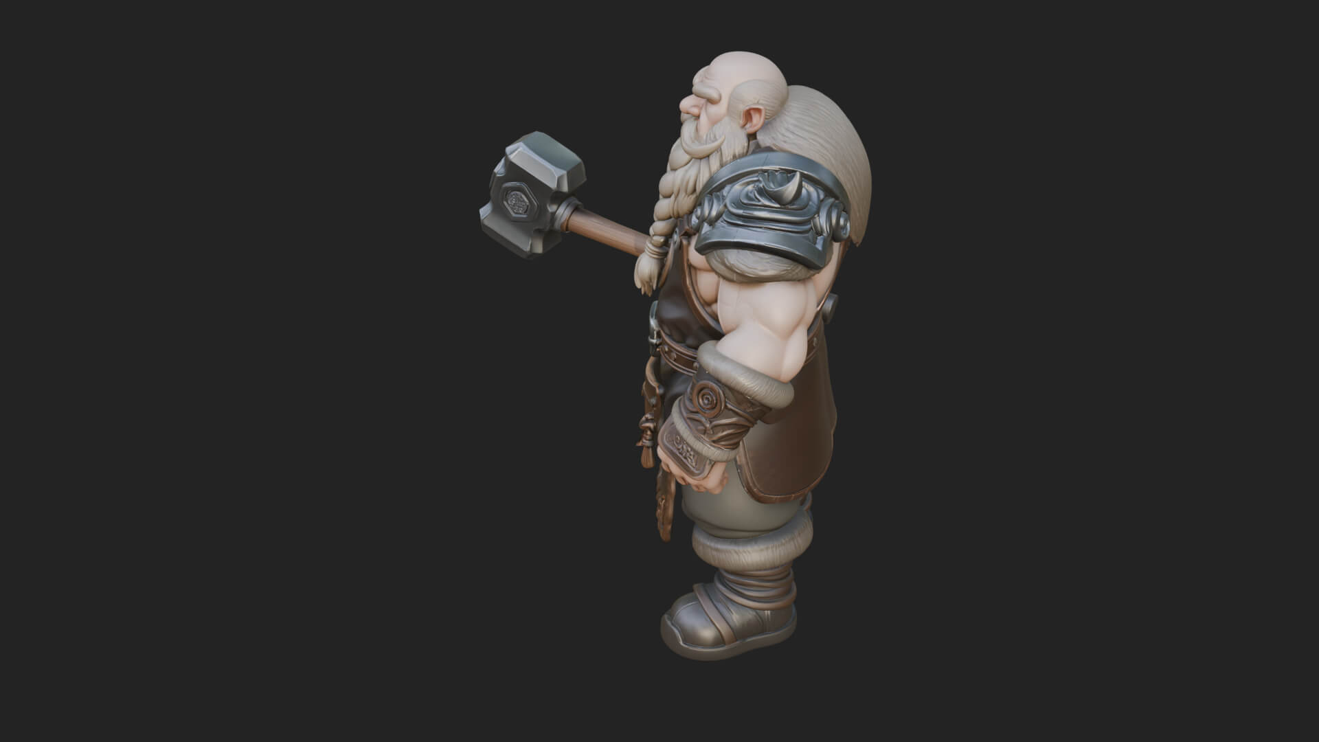 Dwarf Blacksmith Statue Design 5 3D Print Model 3D Model