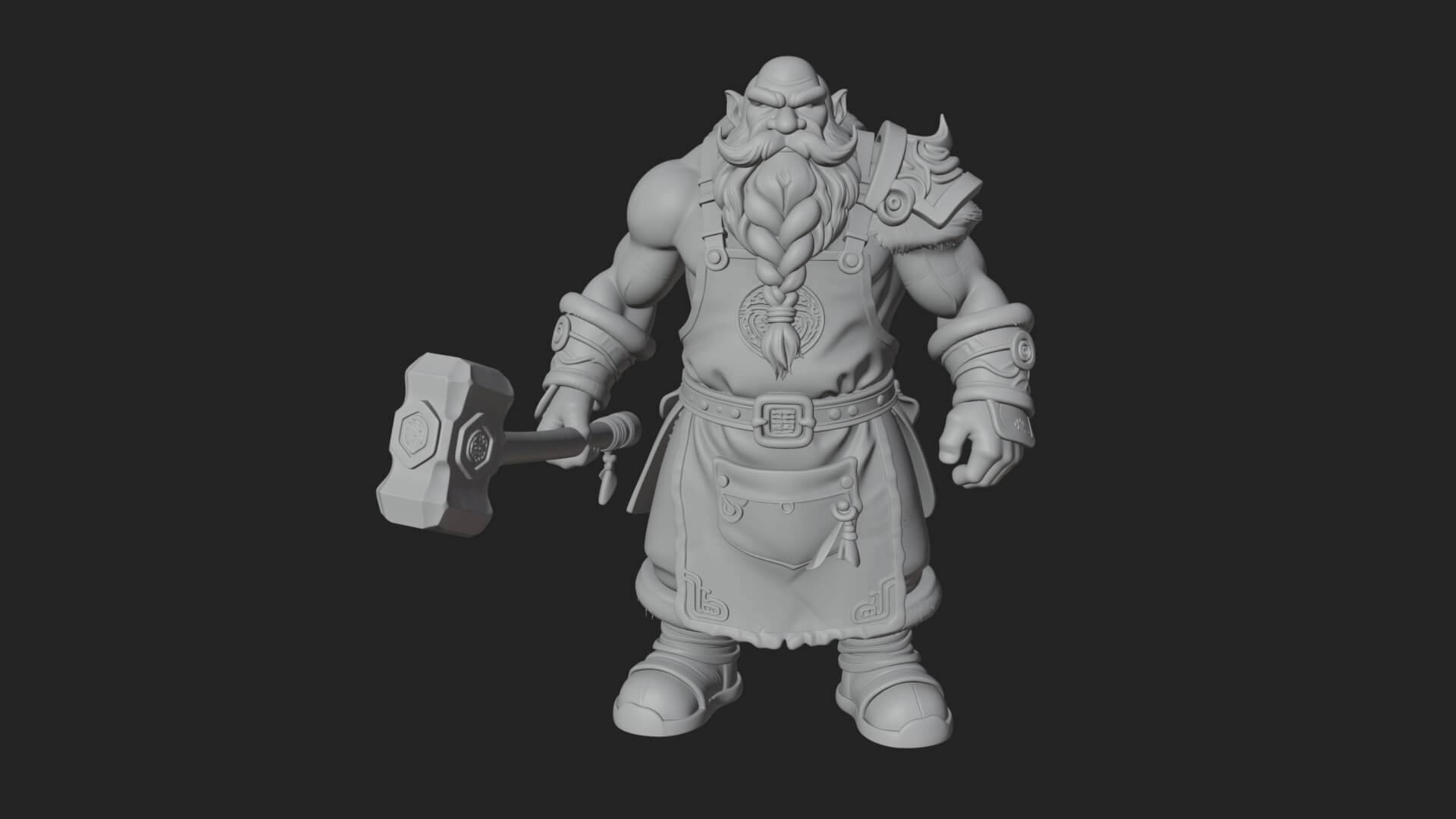Dwarf Blacksmith Statue Design 5 3D Print Model 3D Model