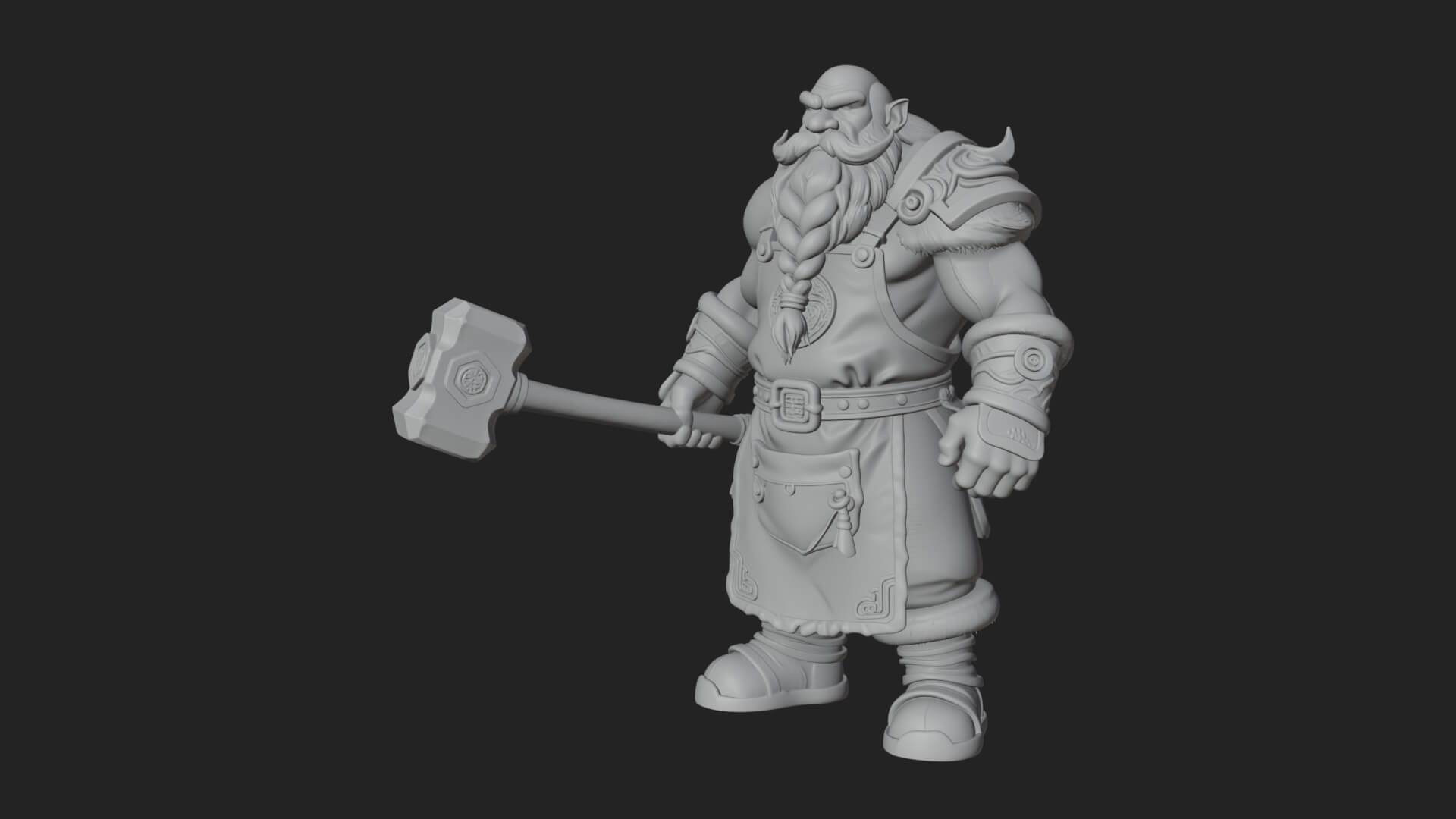 Dwarf Blacksmith Statue Design 5 3D Print Model 3D Model