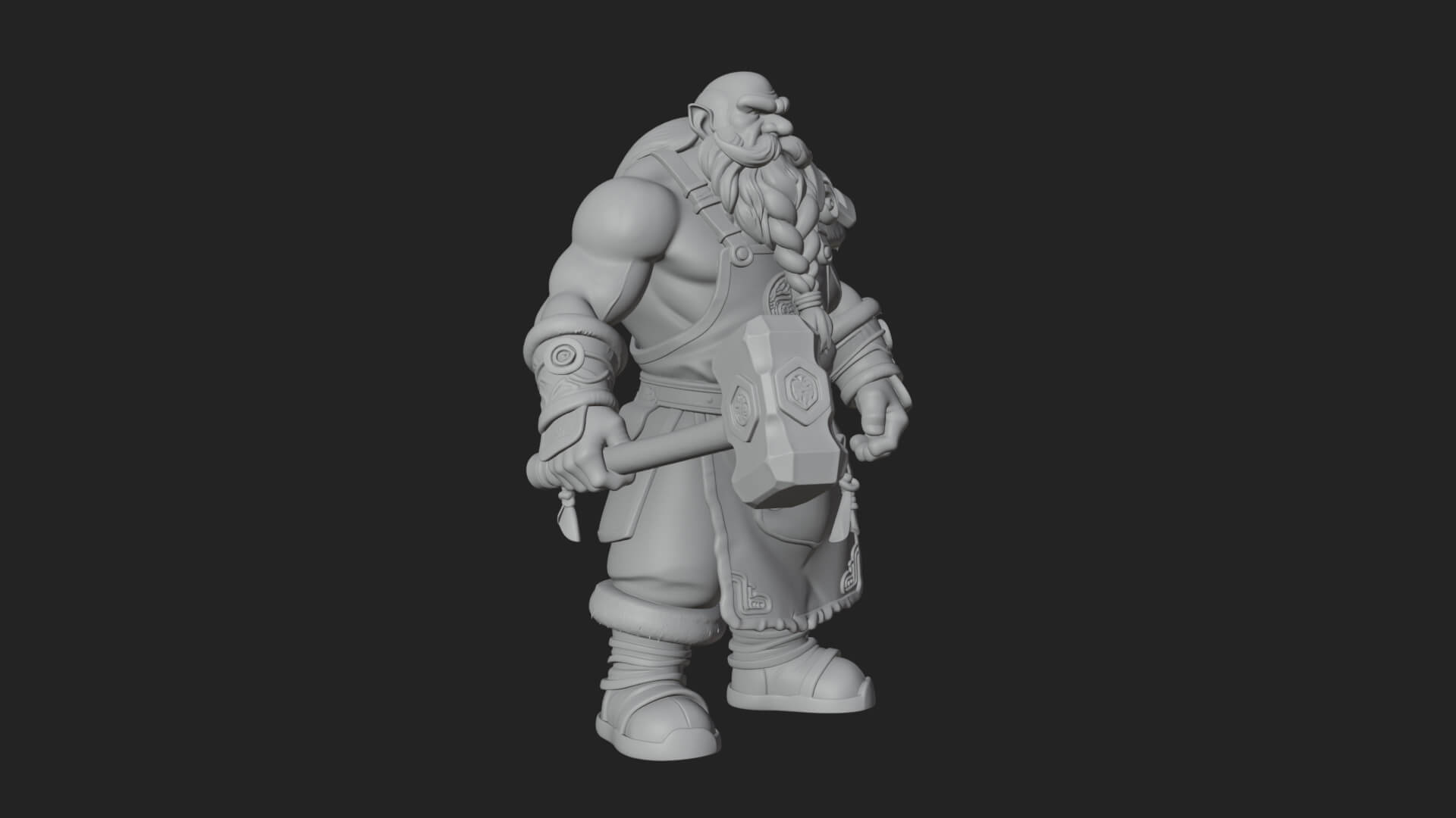 Dwarf Blacksmith Statue Design 5 3D Print Model 3D Model