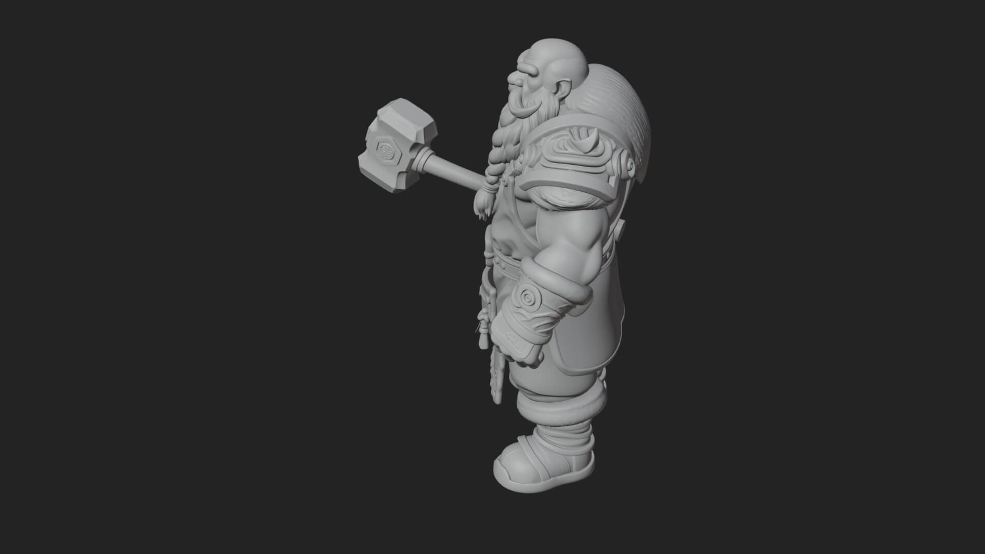 Dwarf Blacksmith Statue Design 5 3D Print Model 3D Model