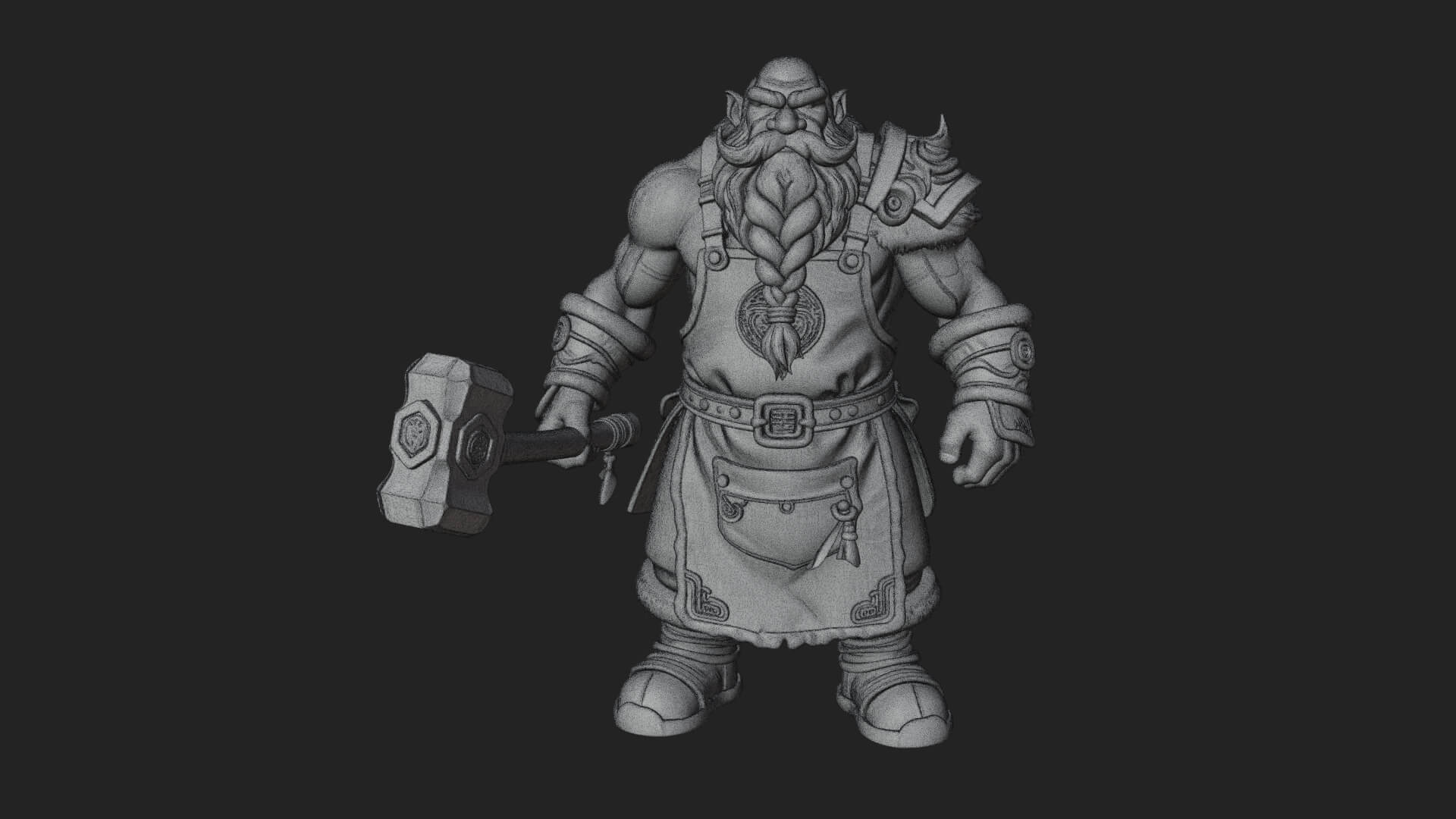 Dwarf Blacksmith Statue Design 5 3D Print Model 3D Model